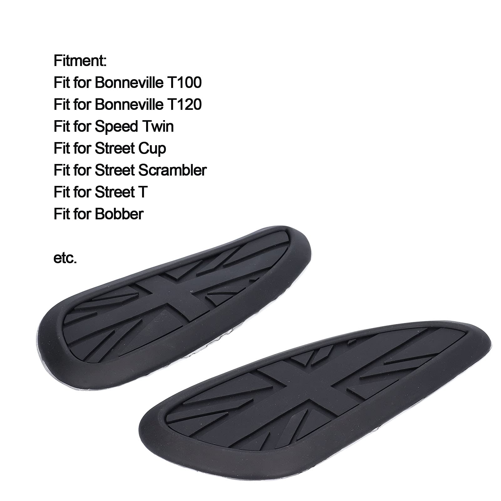 Kimiss Motorcycle Tank Knee Pad, Fuel Tank Sticker Pad Protector Rubber Replacement For Bonneville T100 T120/Speed ??Twin/Street Scrambler(Black)