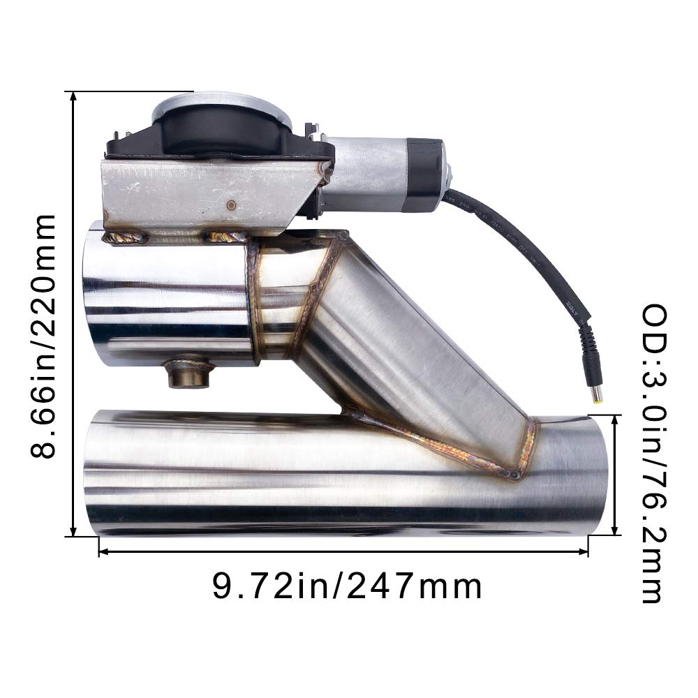Spelab Electric Alloy Steel Exhaust Cutout Valve 3.0 Inch 76Mm Catback Single Y Pipe With One Controller Remote Kit