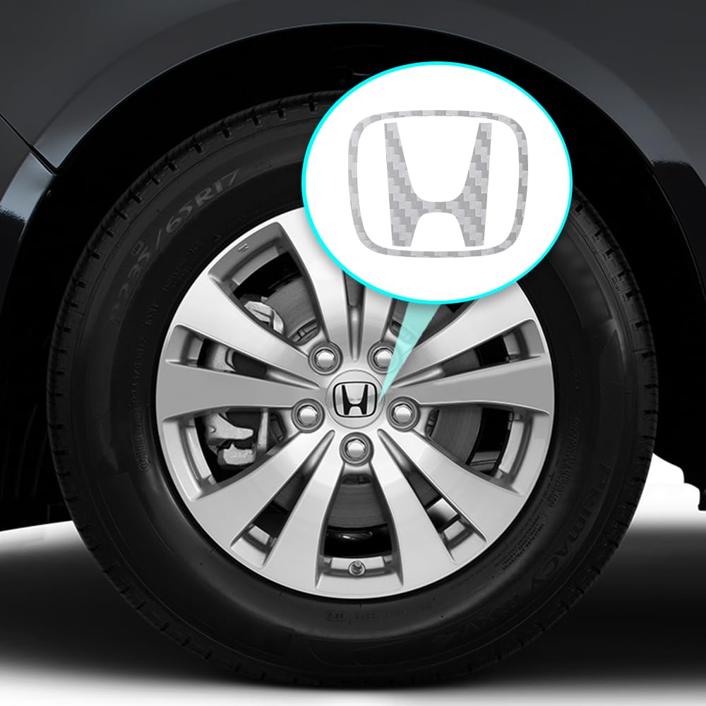 IPG Compatible with Civic Accord CRV VTEC Si Logo Cap Inner or Outer Stckers Dcals (Center Cap:2.25) (4 Units) (Silver Carbon