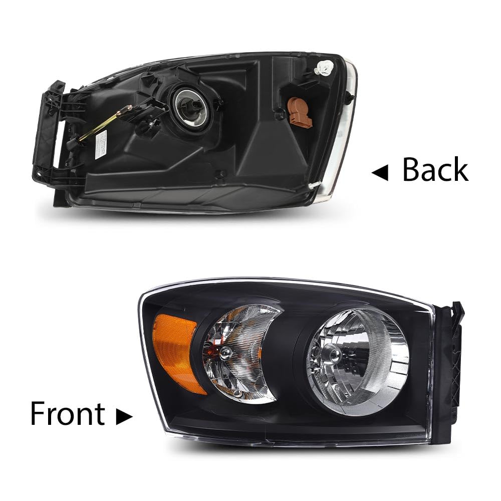 G-Plus Headlights Assembly W/Bulbs Compatible With Dodge Ram 1500 06-08/Dodge Ram 2500 3500 06-09 68003125Ad, 68003124Ad,Clear L
