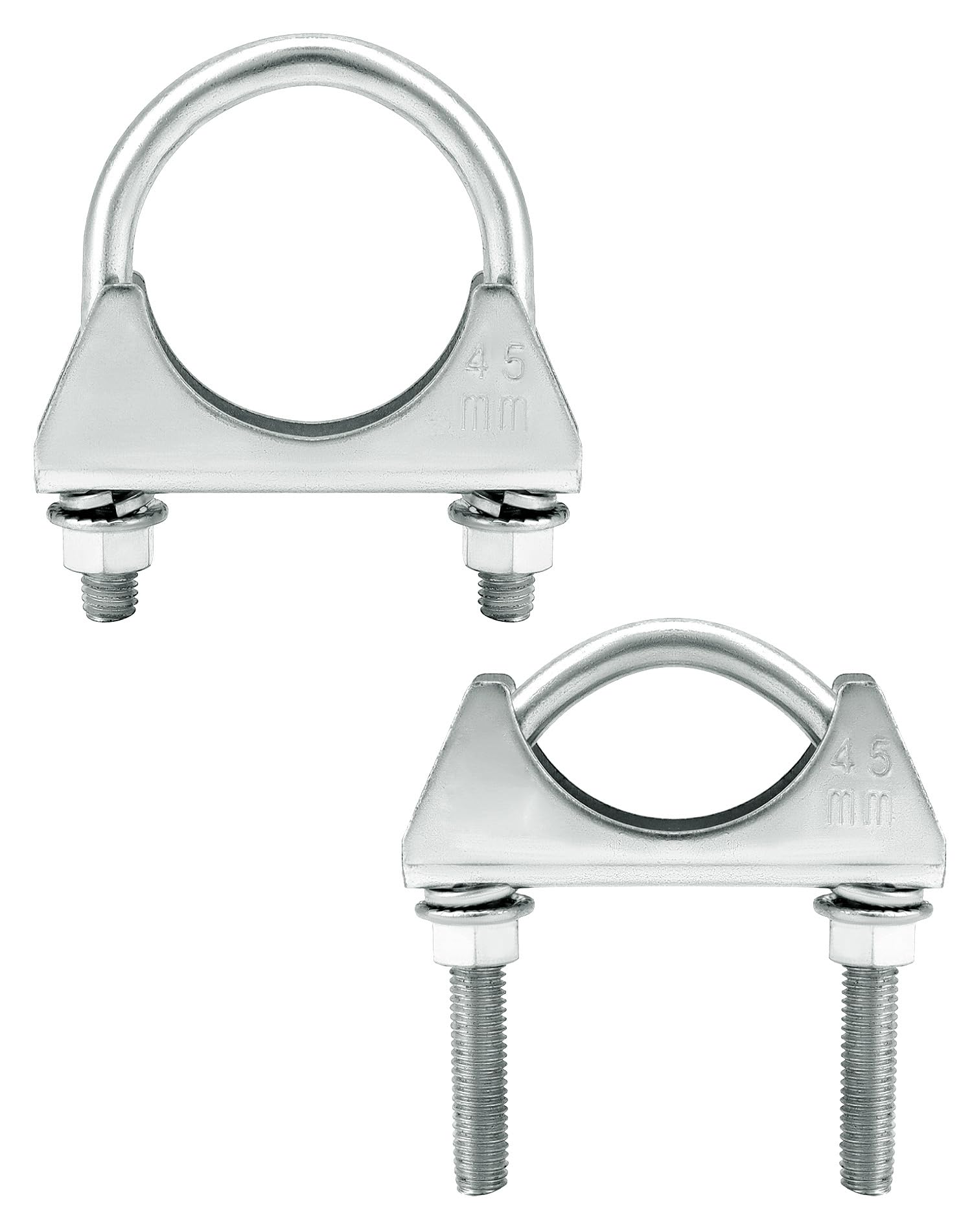 Qwork U-Bolt Muffler Tip Exhaust Hook, 2 Pack 1-3/4'' Od Universal Silencer Exhaust Clip, Steel Exhaust Pipe Clamp