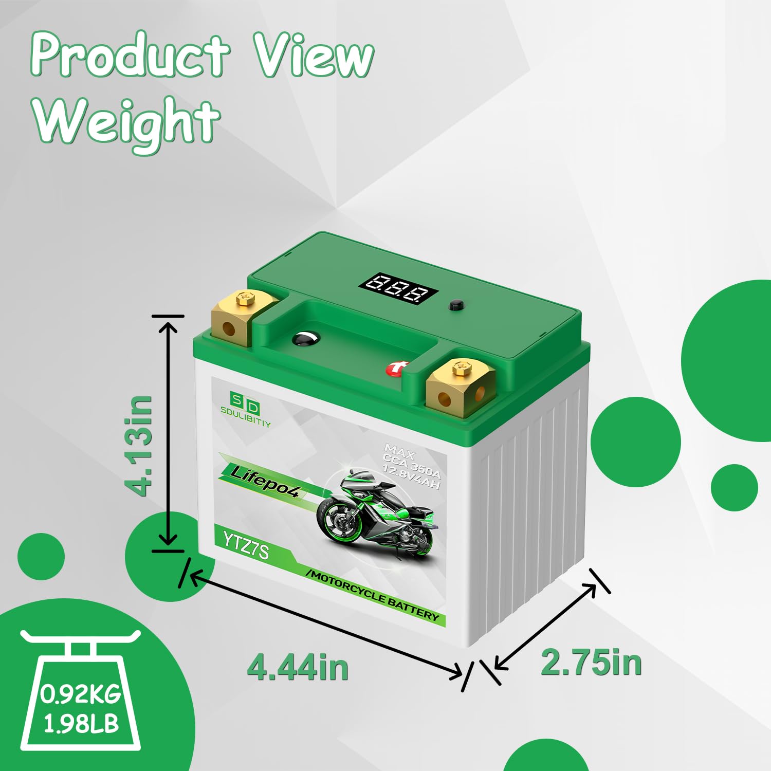 YTZ7S YTX5L-BS Lithium Motorcycle Battery LiFePO4 12V 4Ah 280-350CCA High Performance Power Sports, Compatible ATV, UTV, PWC, Se