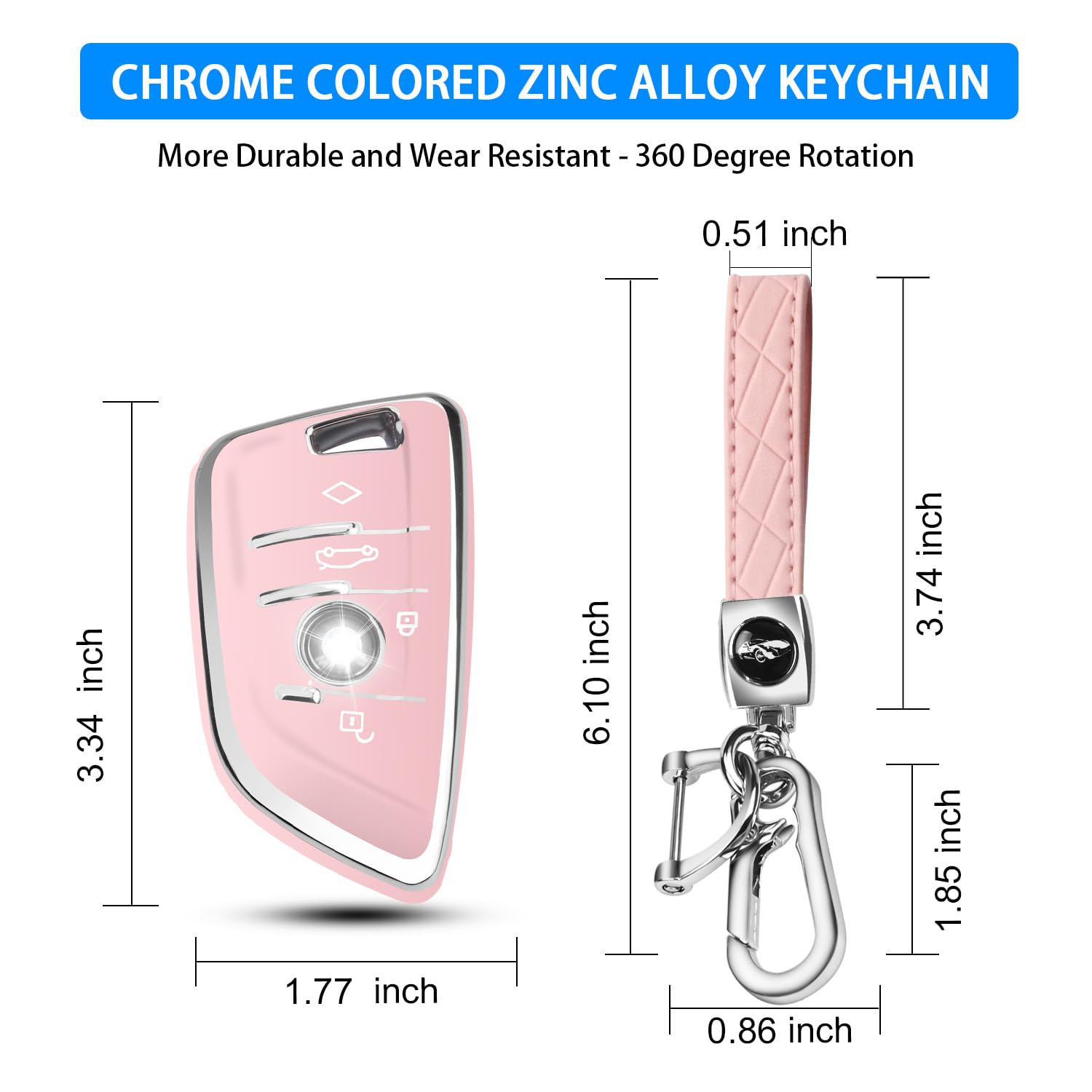 Qbuc For Bmw Key Fob Cover With Leather Keychain,For Bmw 2 5 6 7 Series X1 X2 X3 X5 X6 X7 Premium Soft Tpu Key Fob Holder (1-Pin