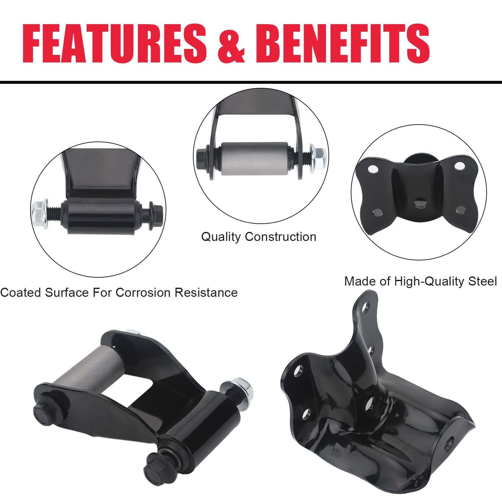 Rear Leaf Spring Shackles Hanger Brackets Repair Kit Fit For 1986-2011 Ford Ranger,1994-2010 Mazda B2300/B3000/B400,1998-2001 Ma
