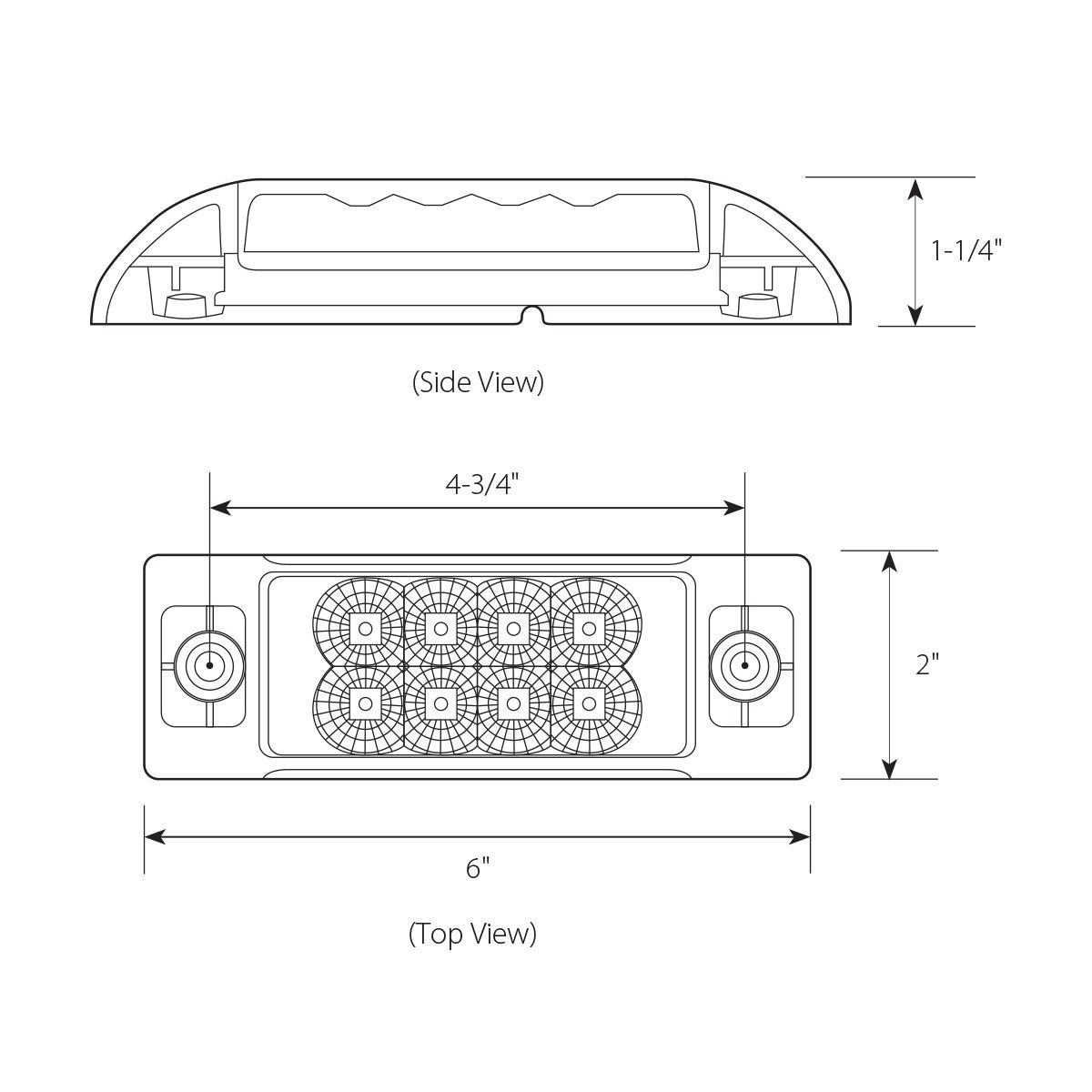 Gg Grand General 77661 Amber Rectangular Spyder 8-Led Marker And Clearance Sealed Light With Clear Lens
