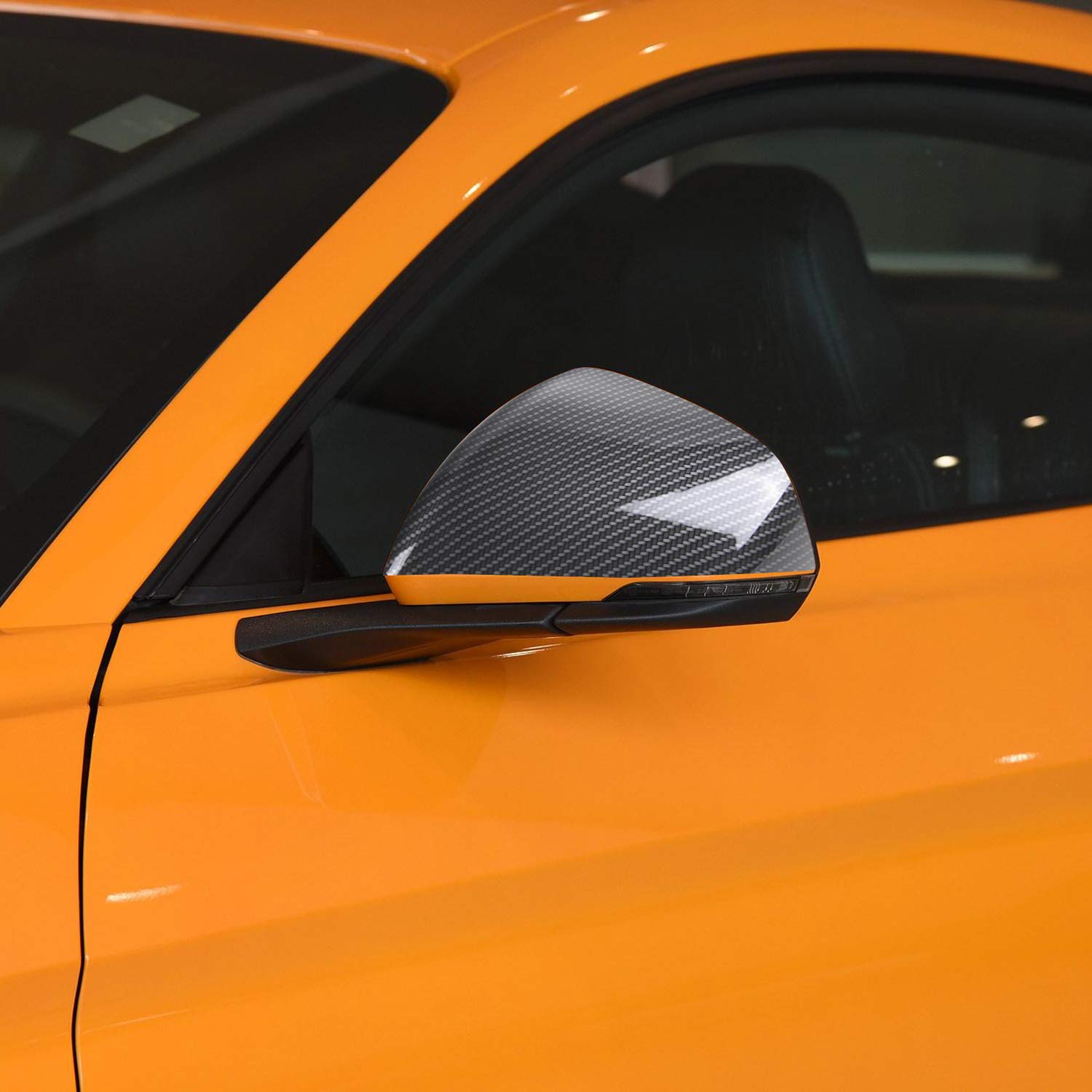 RT-TCZ Rearview Mirror Cover Trim Kit Decoration Compatible with Ford Mustang 2015 2016 2017 2018 2019 2020 2021 2022 2023 2024(Carbon Fiber Grain)