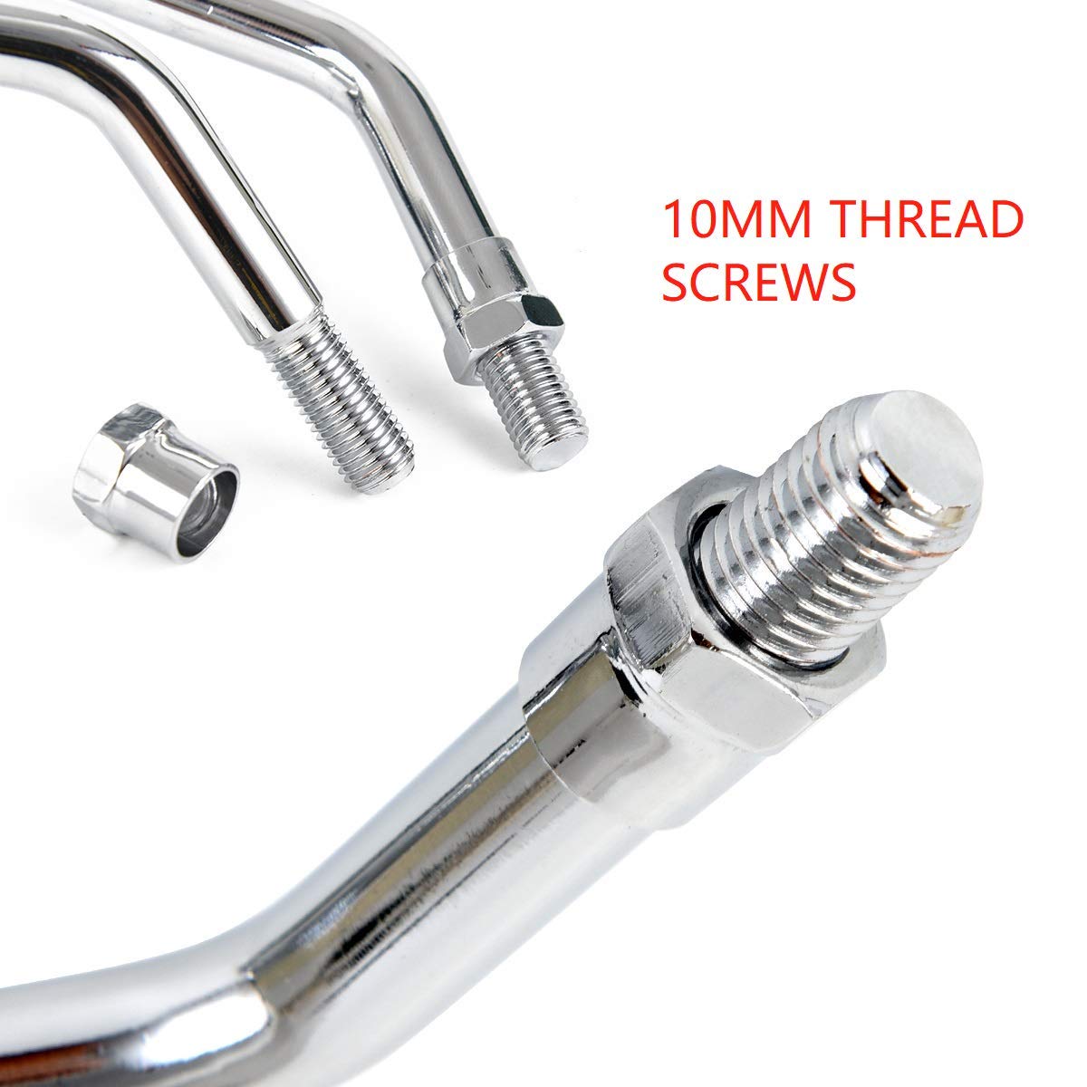 Rawsomes 10mm Chrome Motorcycle Handlebar Rearview Mirrors for Harley Kawasaki Suzuki - Medium Size 125mm x 70mm, Universal Fit