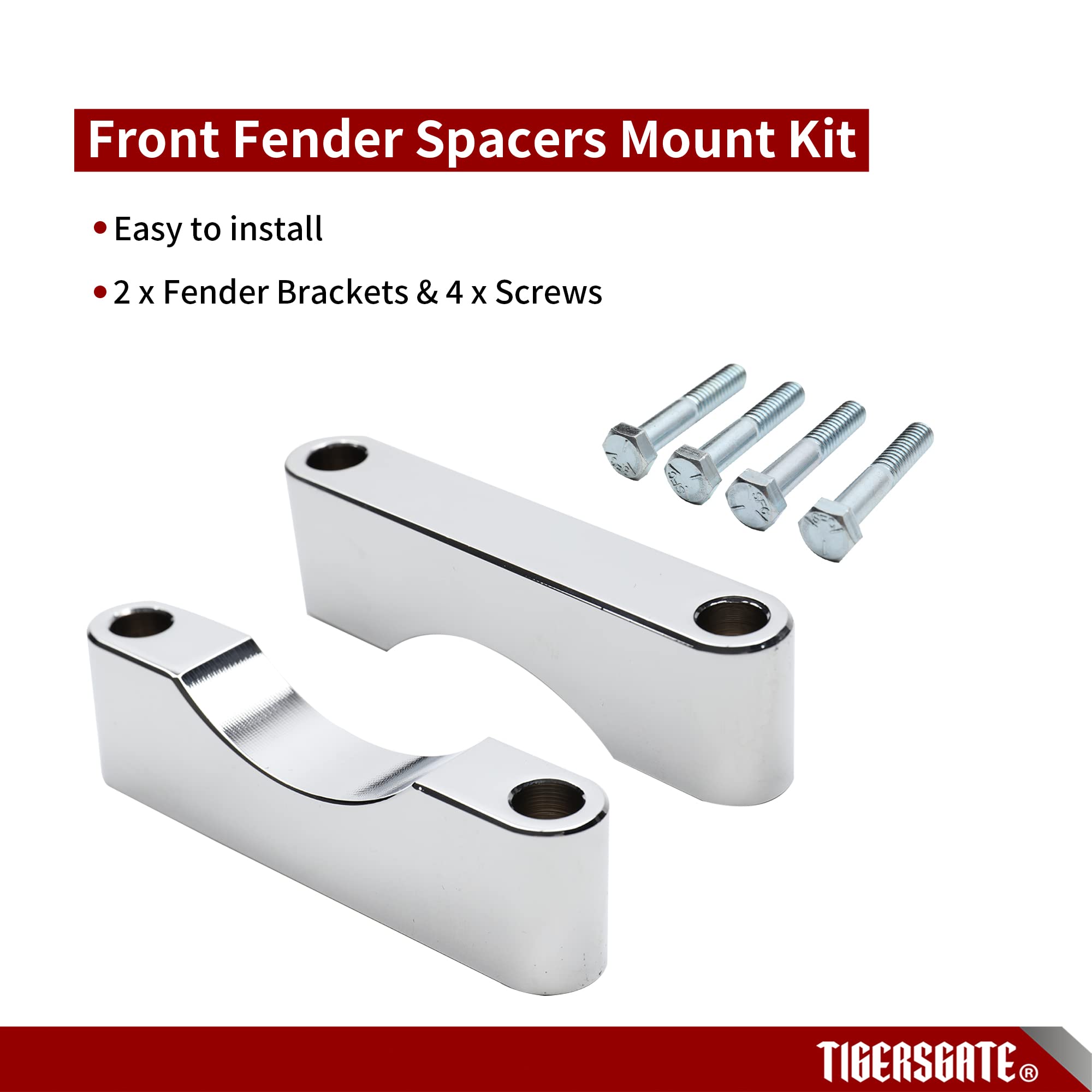 Tigersgate Chrome 21'' 23'' 26'' Front Fender Spacer Bracket Kit Fit For 1997-2013 Harley Touring Road King Street Glide Road Gl