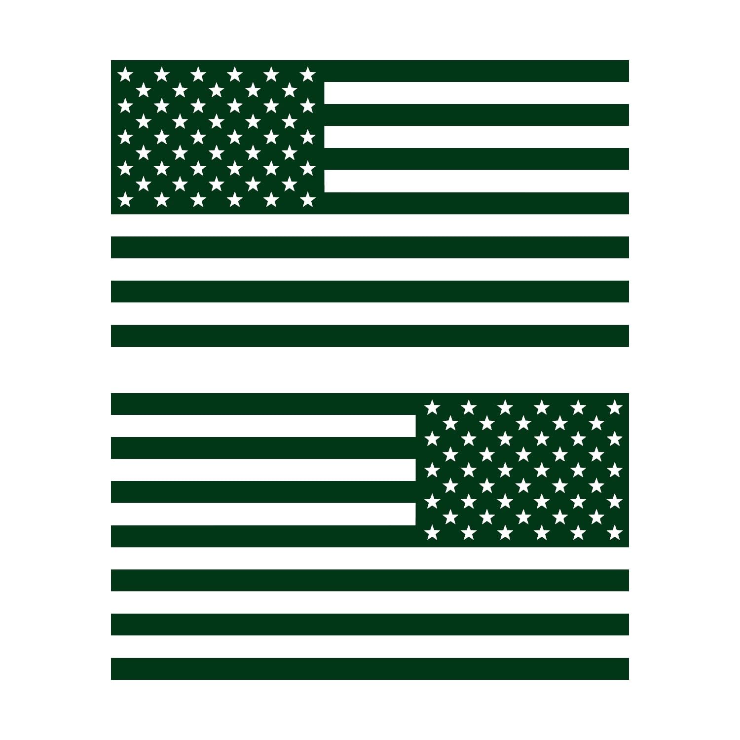 American Us Flag [Pick Color/Size] Vinyl Decal Sticker For Laptop/Car/Truck/Window/Bumper (7.5In Subdued Pair, Matte Dark Green)