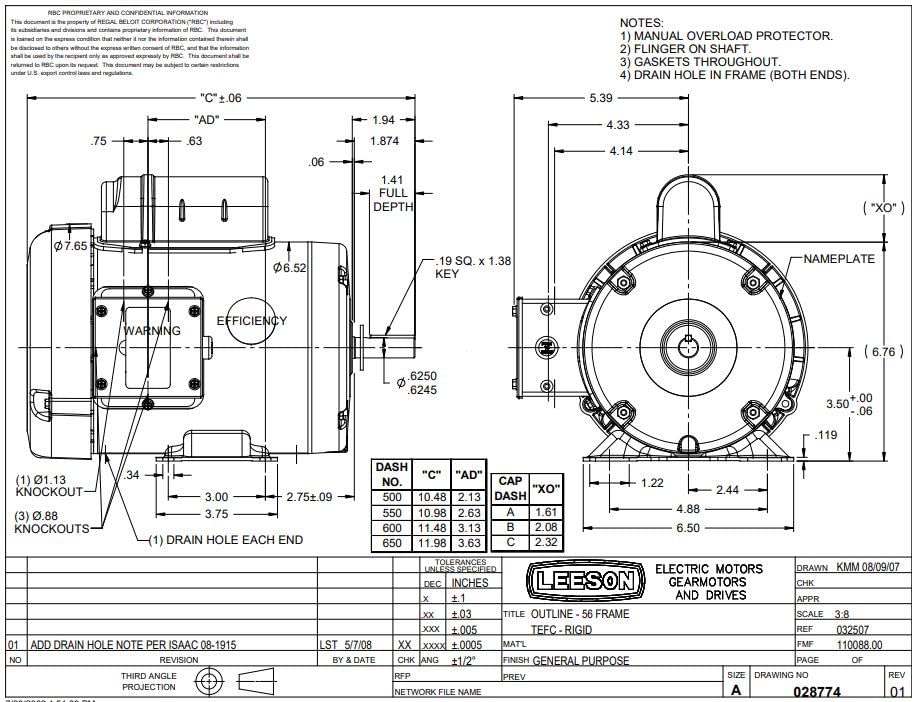 Leeson Farm Duty Electric Motor - 3/4 Hp, 1,725 Rpm, 115/208-230 Volts, Single Phase, Model Number M6C17Fb9