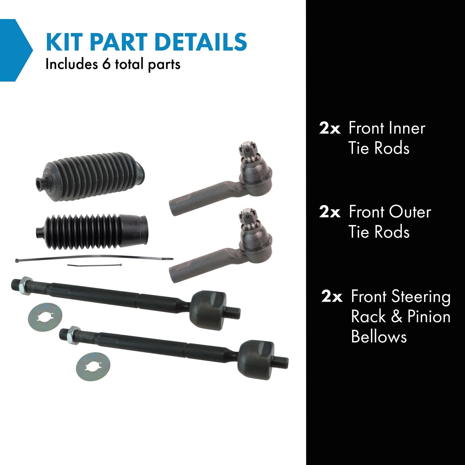 Trq Front Steering Kit Steering Rack & Pinion Bellow Tie Rod Compatible With 2005-2022 Toyota Tacoma