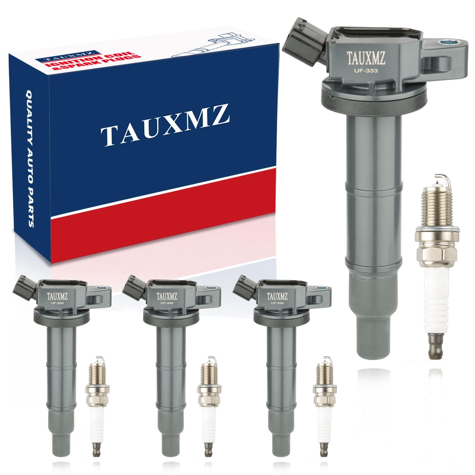 TAUXMZ Ignition Coil UF333 and Spark Plug 7092 Replacement for Toyota Camry Corolla Highlander RAV4, for Lexus HS250h, for Ponti