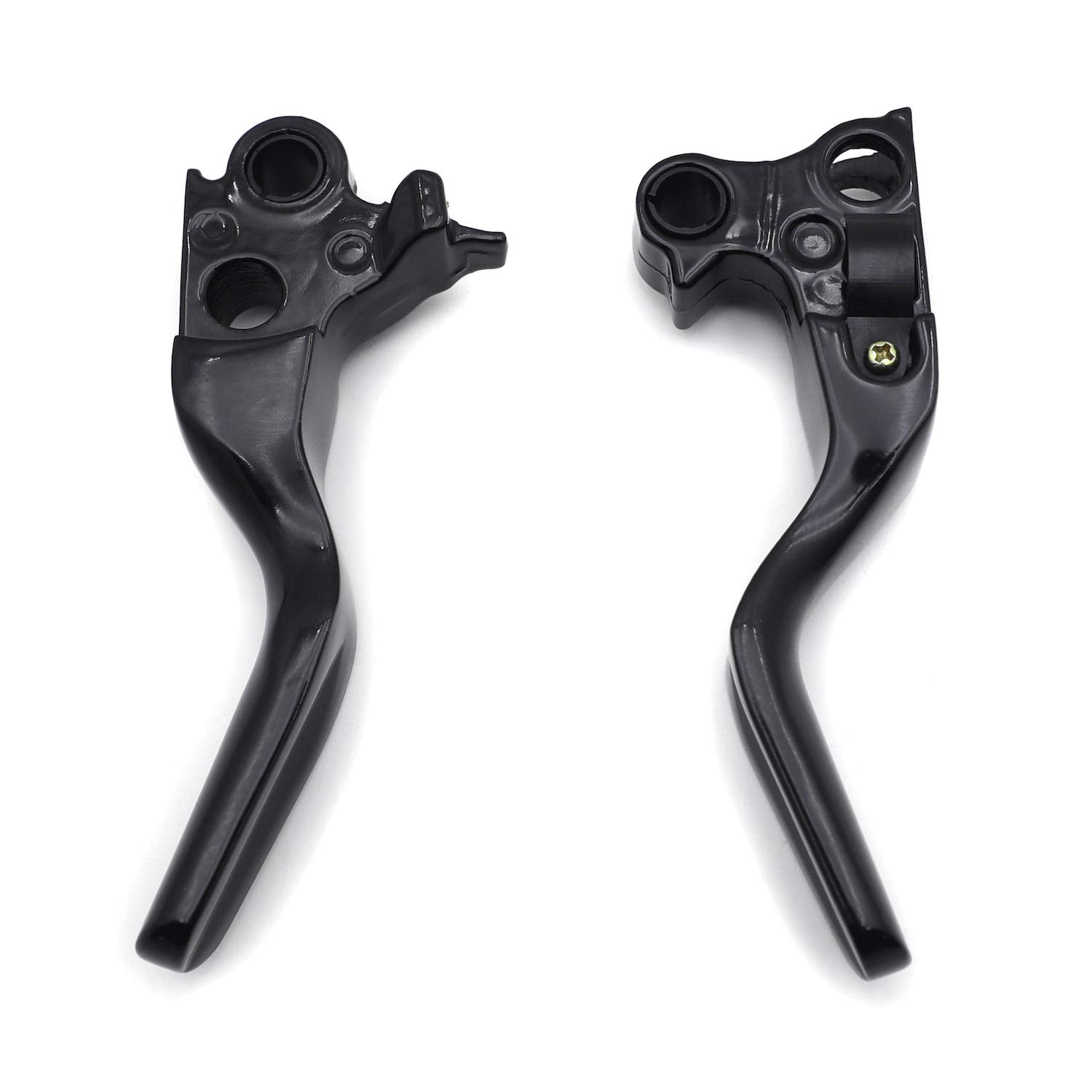 Httmt- Black Shorty Brake Clutch Levers Compatible With Harley 96-03 Xl/96-07 Dyna Touring/96-07 Softail 45075-07 55798-10A [P/N: Mt241-027St-Bk]