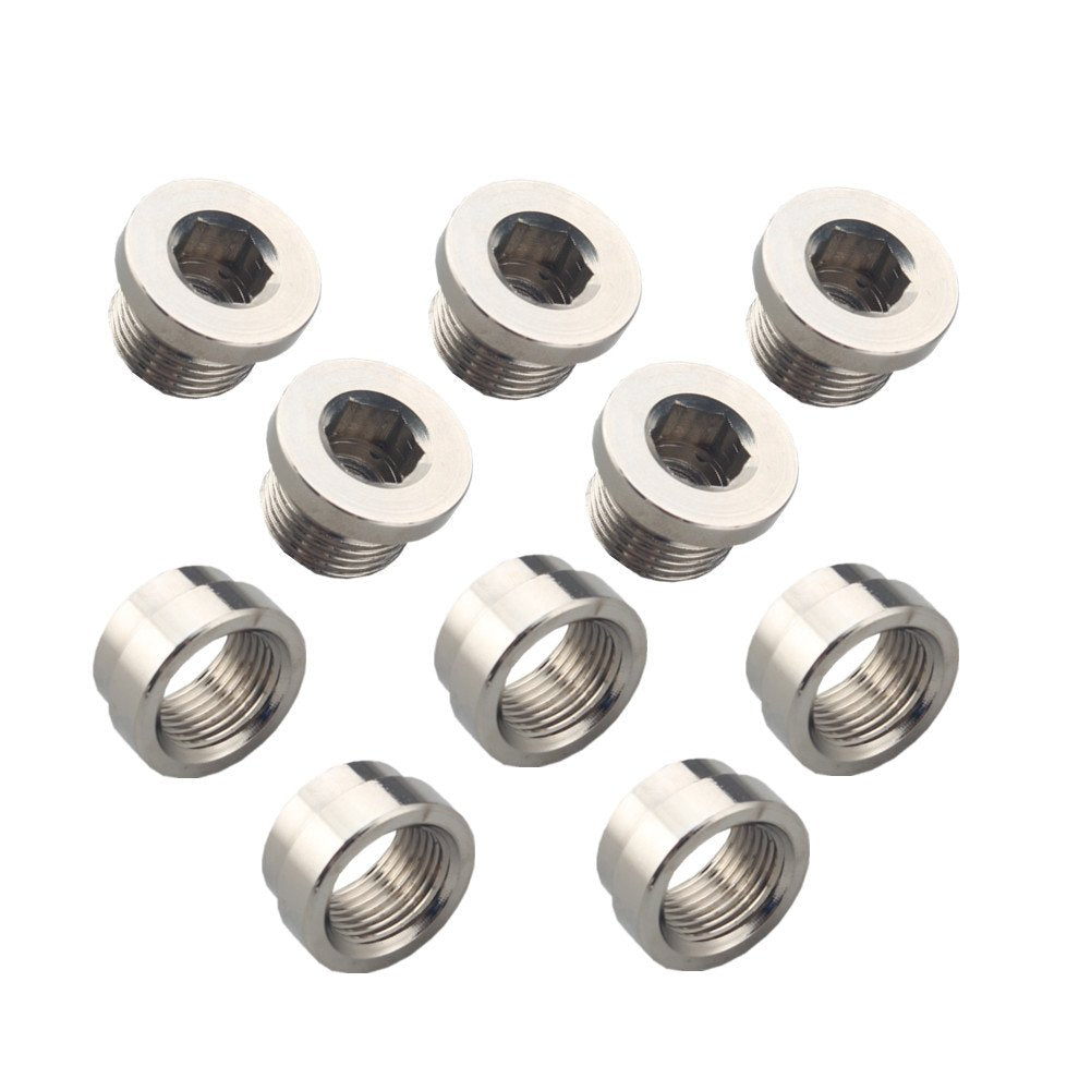 Jgr O2 Oxygen Sensor Stepped Weld Bungs (5 Bungs/5 Plugs) M18 X 1.5