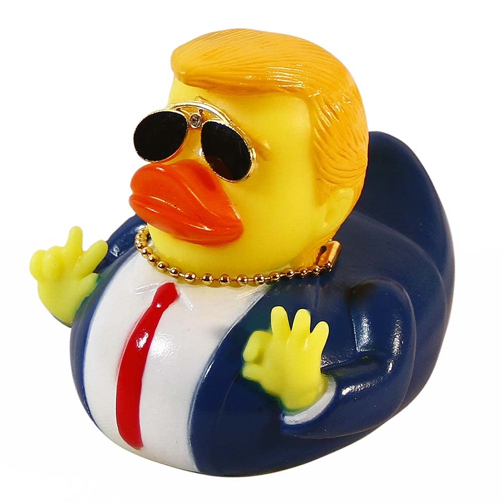 Rubber Ducks Car Duck Dashboard Decoration Squeak Trump Ducks Toys Car Ornaments Car Décor Accessories With Sunglasses And Golden Necklace