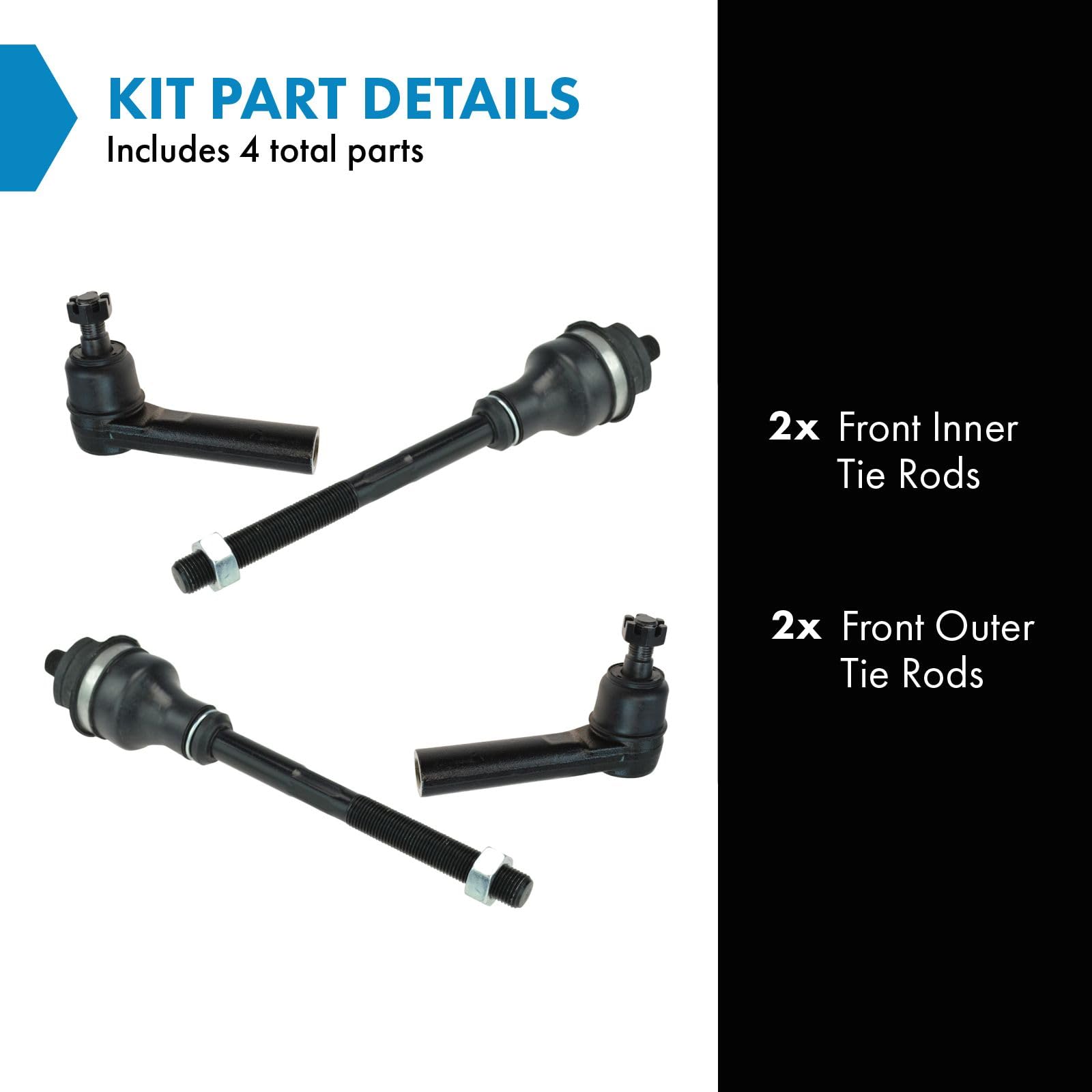Trq Front Tie Rod Set Compatible With 1997-1999 Dodge Dakota 1998-1999 Durango