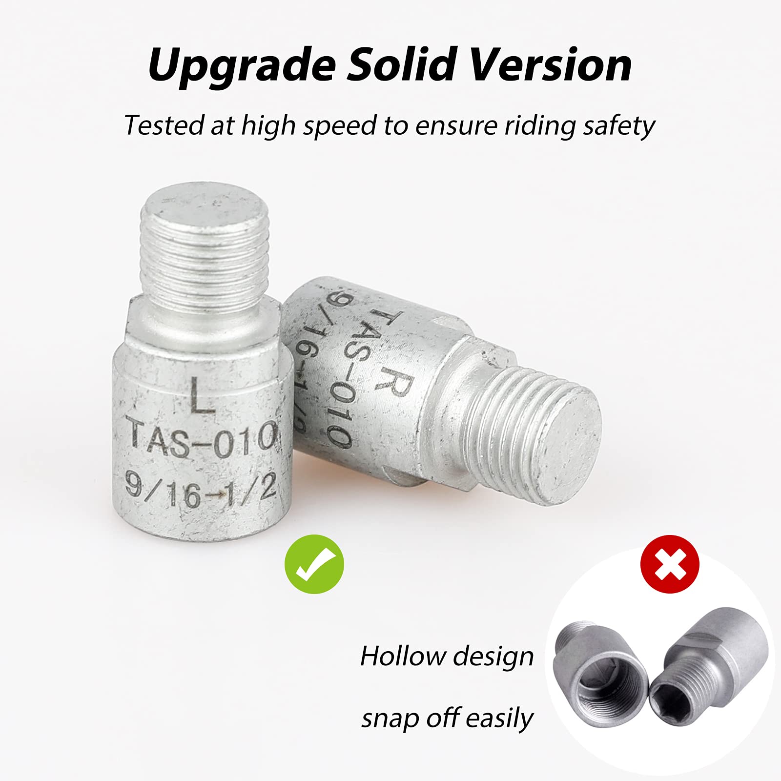 Hikenture Bike Pedal Adapter 9/16 '' To 1/2 '' Bicycle Pedals Chrome Molybdenum Steel (Pair)