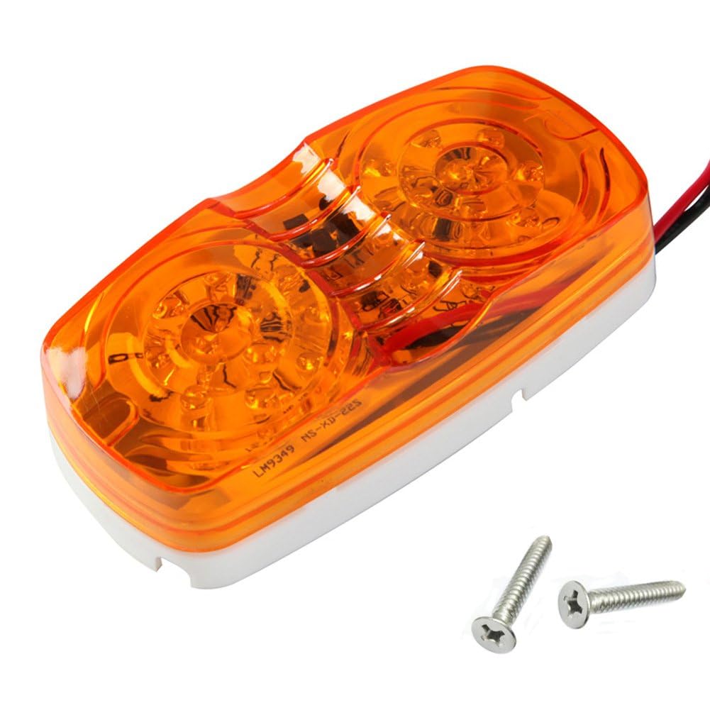 New Sun 5 Pcs Trailer Rv Marker Led Light, Bullseye/Tiger Eye/Double Bubble Clearance Light,10 Red Leds, 12V 4X2 Rectangular Led