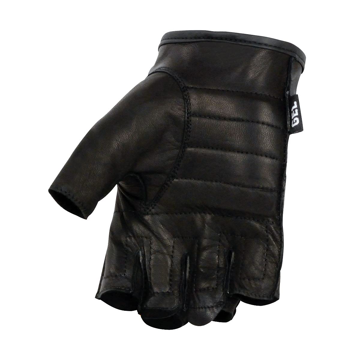 Milwaukee Leather Sh195 Men'S Black Leather Perforated Gel Padded Palm Fingerless Motorcycle Hand Gloves W/ Open Knuckle - Mediu