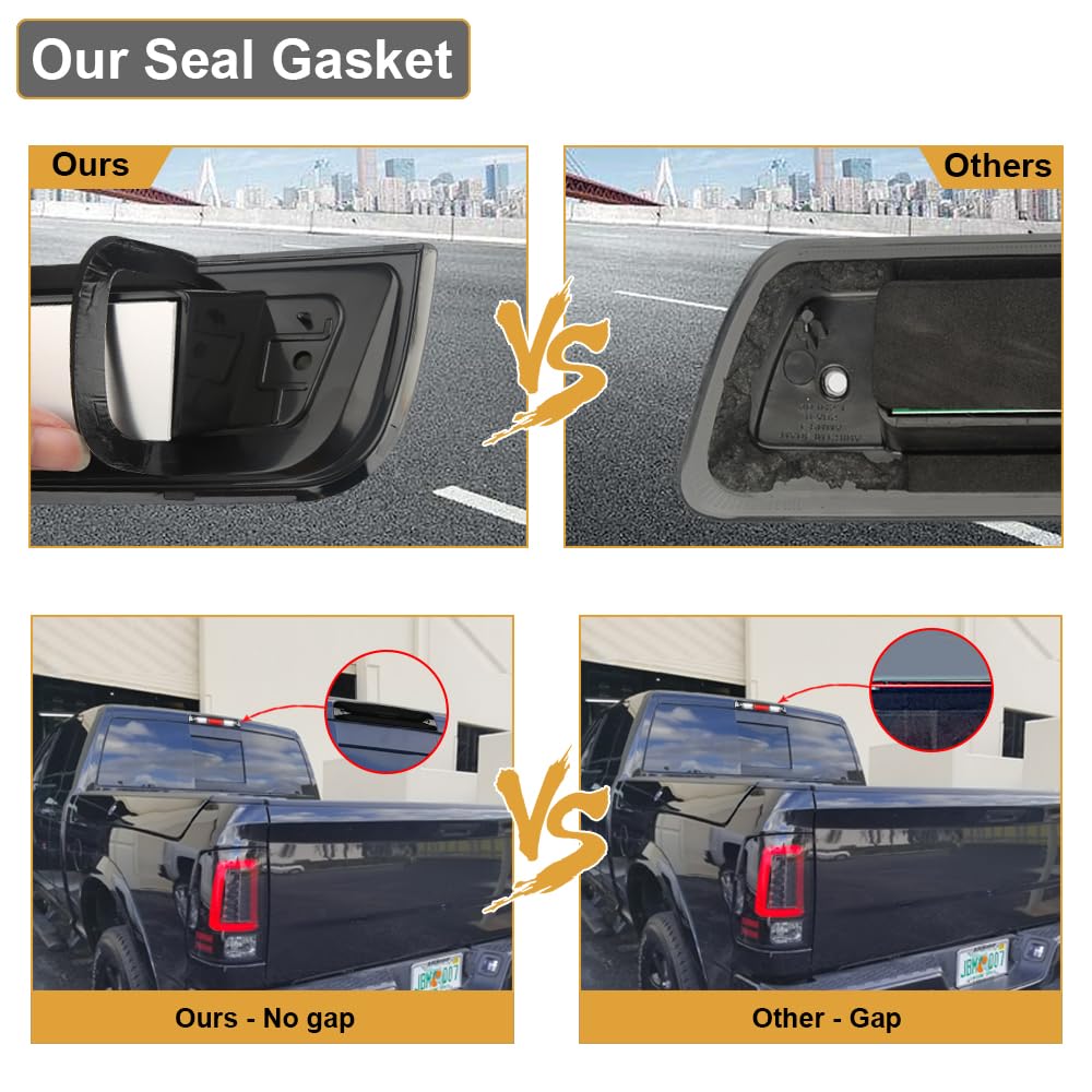 RAVSOFT LED 3rd Third Brake Light Smoked Lens with Seal Gakset For 2009-2018 Dodge Ram 1500 2500 3500 High Mount Stop Lamp Assem