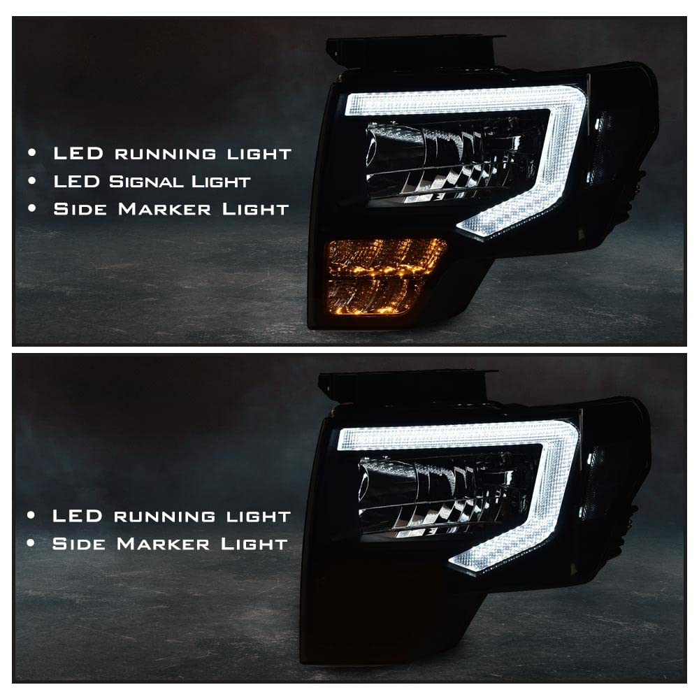 Pit66 Led Headlight Assembly Compatible With Ford F150 2009 2010 2011 2012 2013 2014 Driver & Passenger Headlamp Replacement Smo