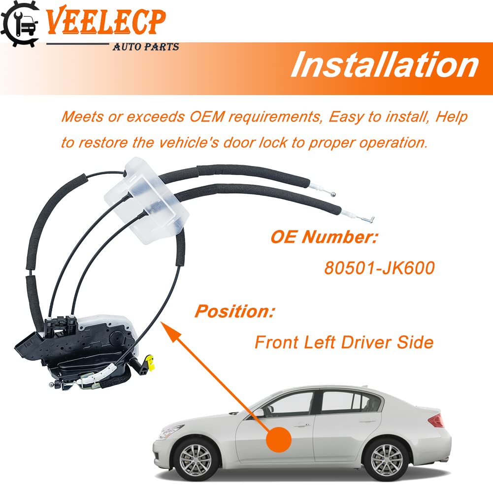 Veelecp Door Lock Latch Actuator Front Left Side Compatible For 2007-2015 G25 G35 G37 Q40 Sedan Front Driver Lh Side 80501-Jk600