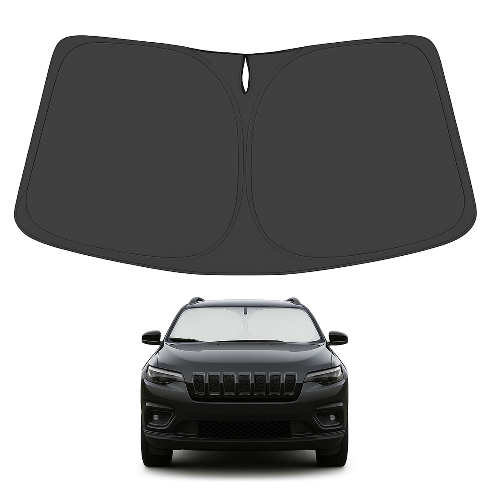 Proadsy 2025 Upgrade Windshield Sunshade Custom For Jeep Cherokee 2014-2024 2025 (Not For Jeep Grand Cherokee) Foldable Front Wi
