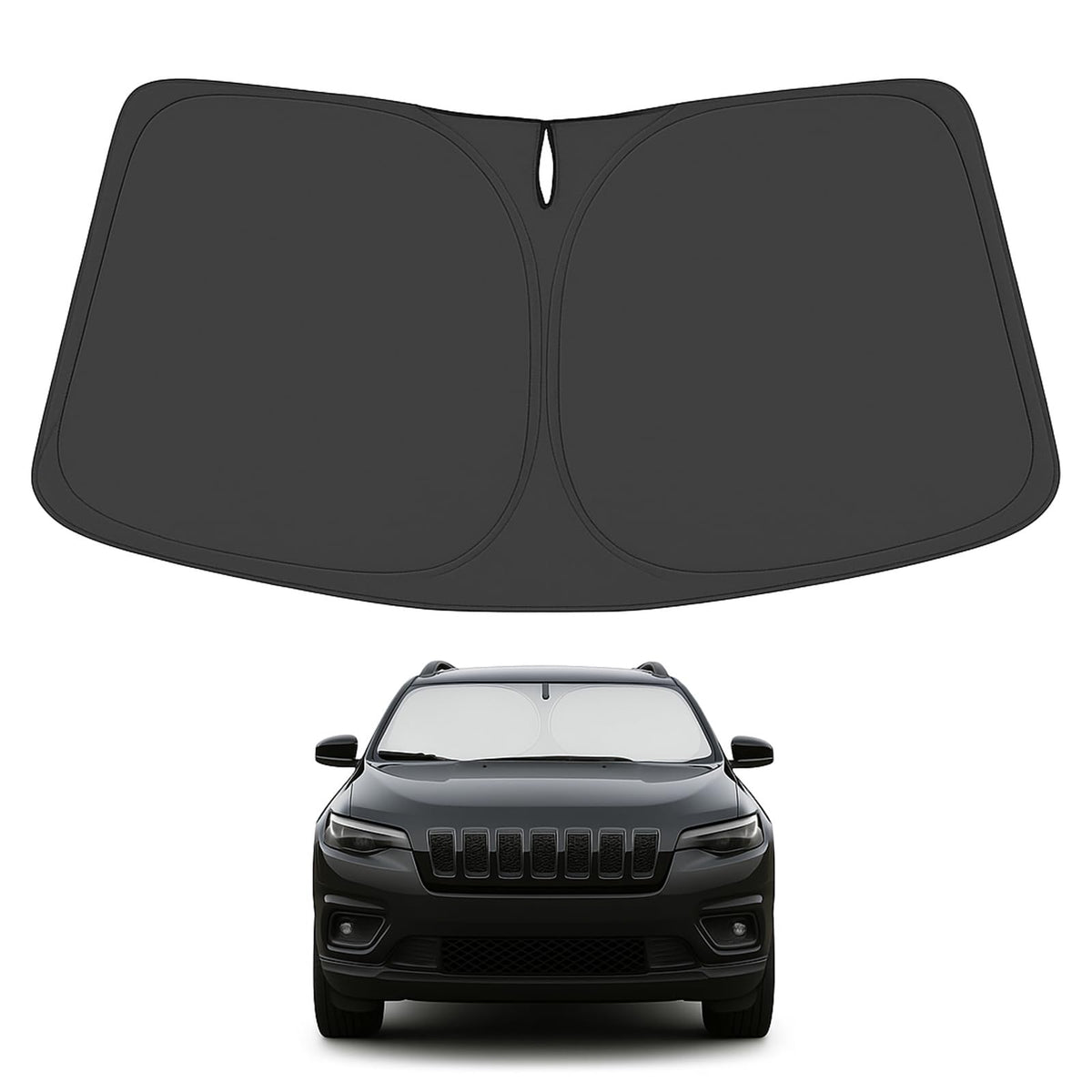 Proadsy 2025 Upgrade Windshield Sunshade Custom For Jeep Cherokee 2014-2024 2025 (Not For Jeep Grand Cherokee) Foldable Front Wi