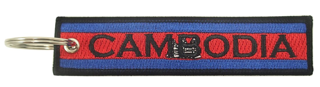 Cambodia Flag Key Chain, 100% Embroidered