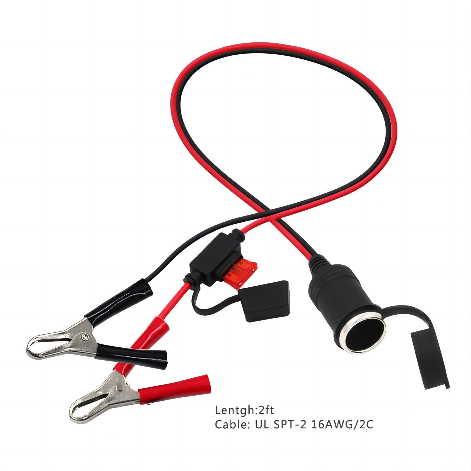 Kuncan Cigarette Lighter Battery Adapter - Female Cigarette Lighter Socket To 12V Battery Alligator Clips For Auto Car Battery C