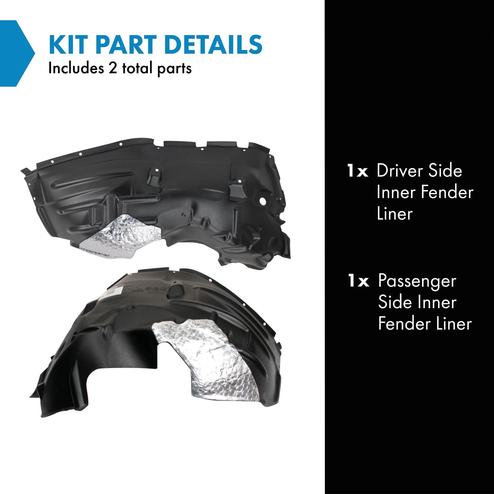 Trq Inner Fender Liner Set Compatible With 2018-2022 Jeep Wrangler Ch1248199 Ch1249199