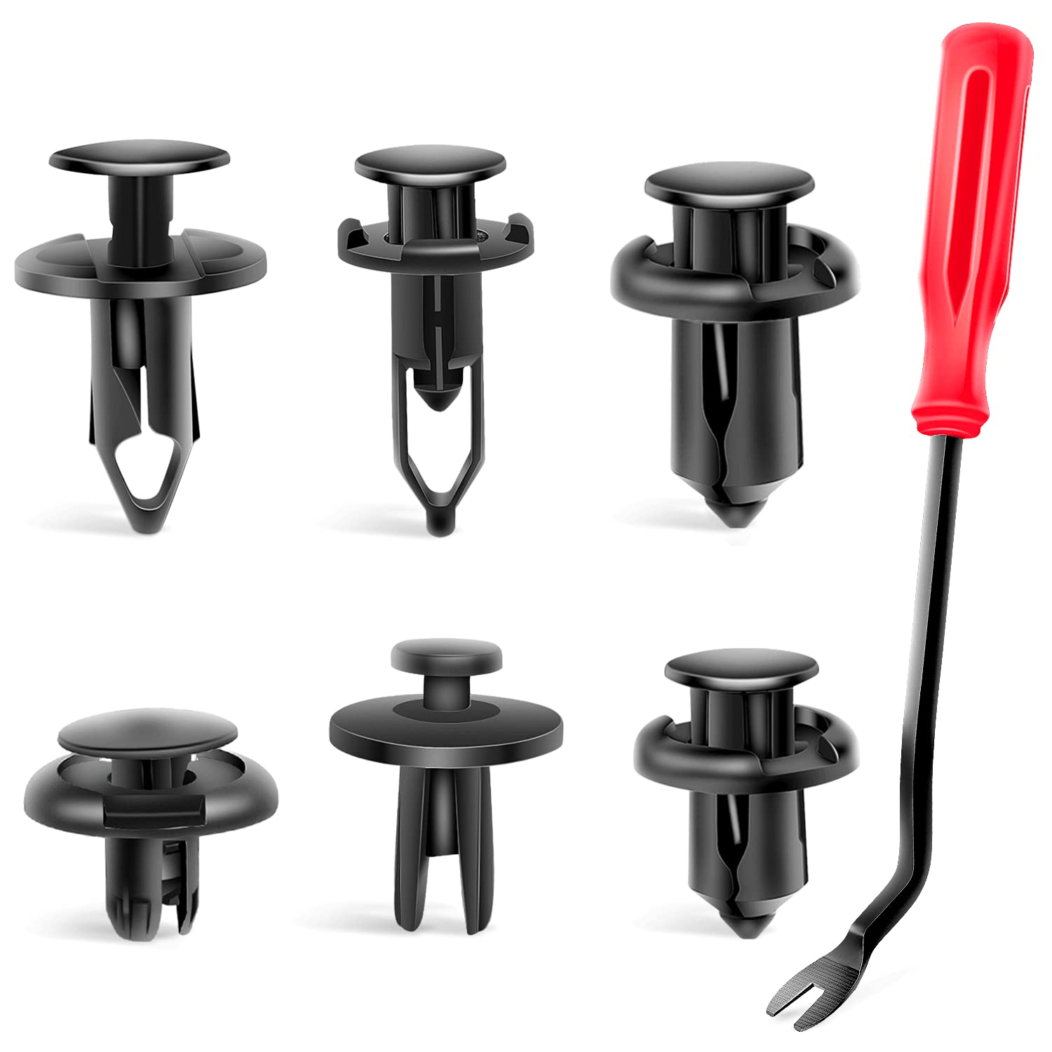 Nilight 240Pcs Car Retainer Clips Fastener Remover 6.3Mm 8Mm 9Mm 10Mm Expansion Screws Replacement Kit Bumper Push Rivet Clips F