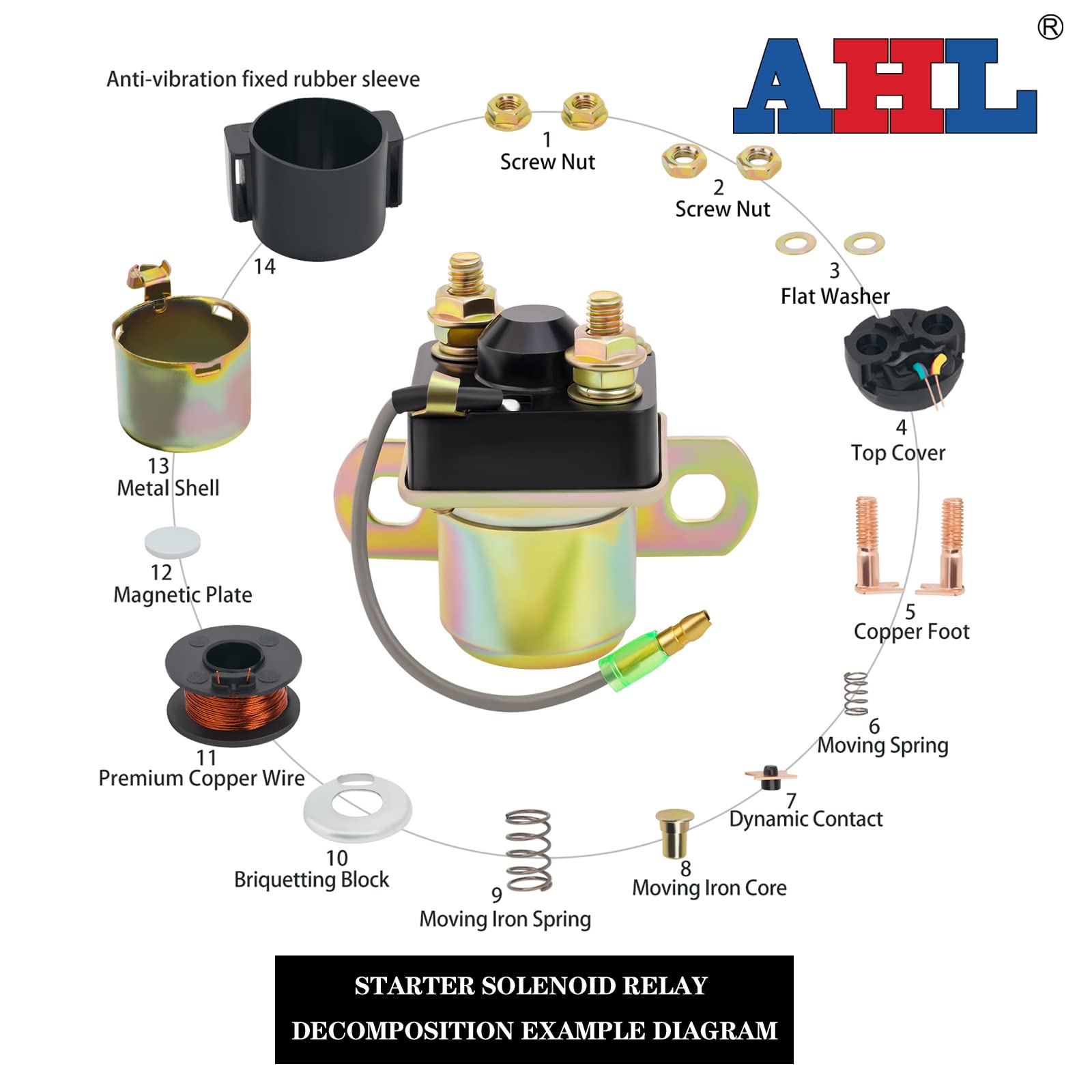 Ahl Starter Solenoid Relay For Polaris Trail Blazer 250 1990-2003 Atv