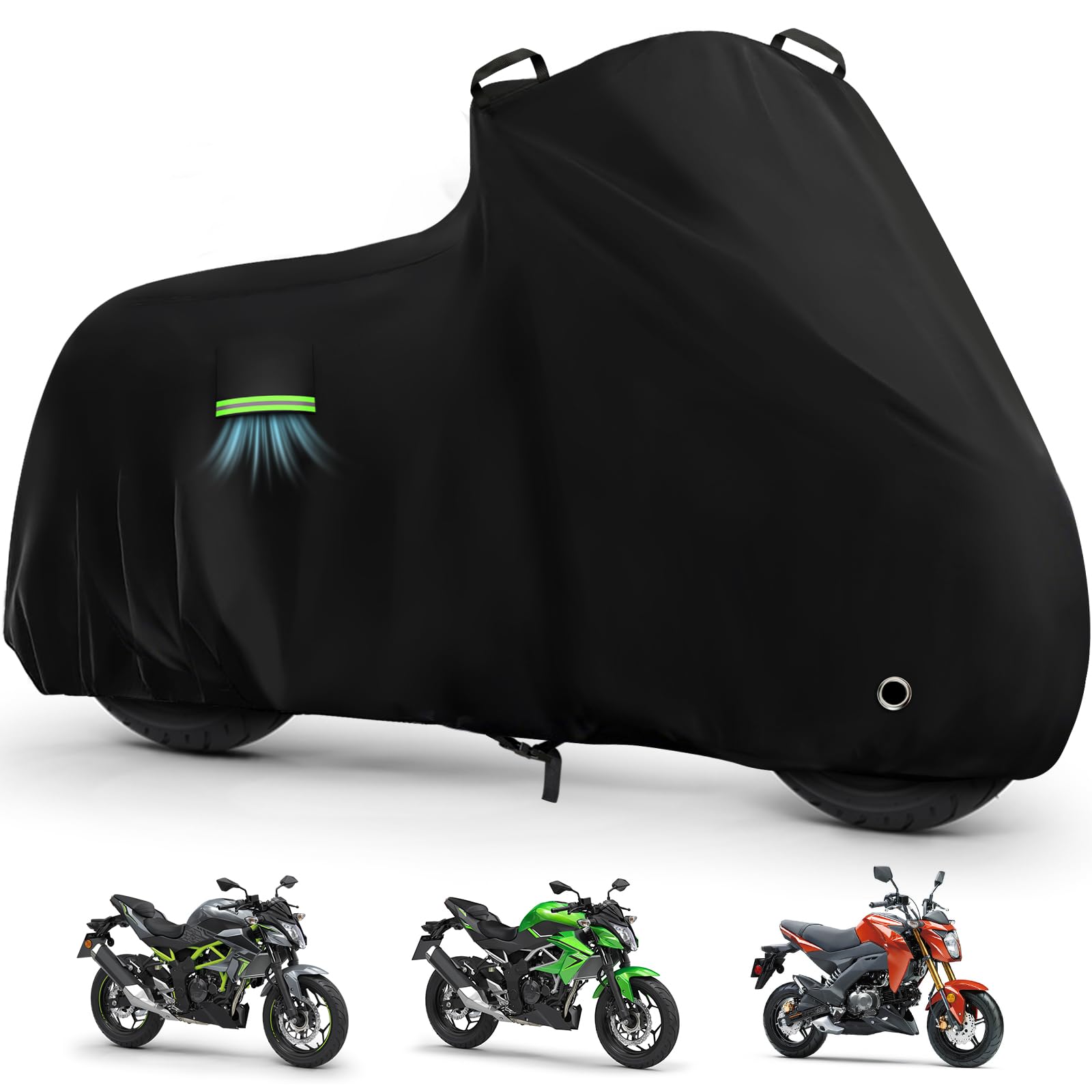 Motorcycle Cover for Kawasaki Z125/Z125 Pro/KLX 110, Heavy Duty Outdoor Sun UV Rain Dust Waterproof All Weather Protection Windp