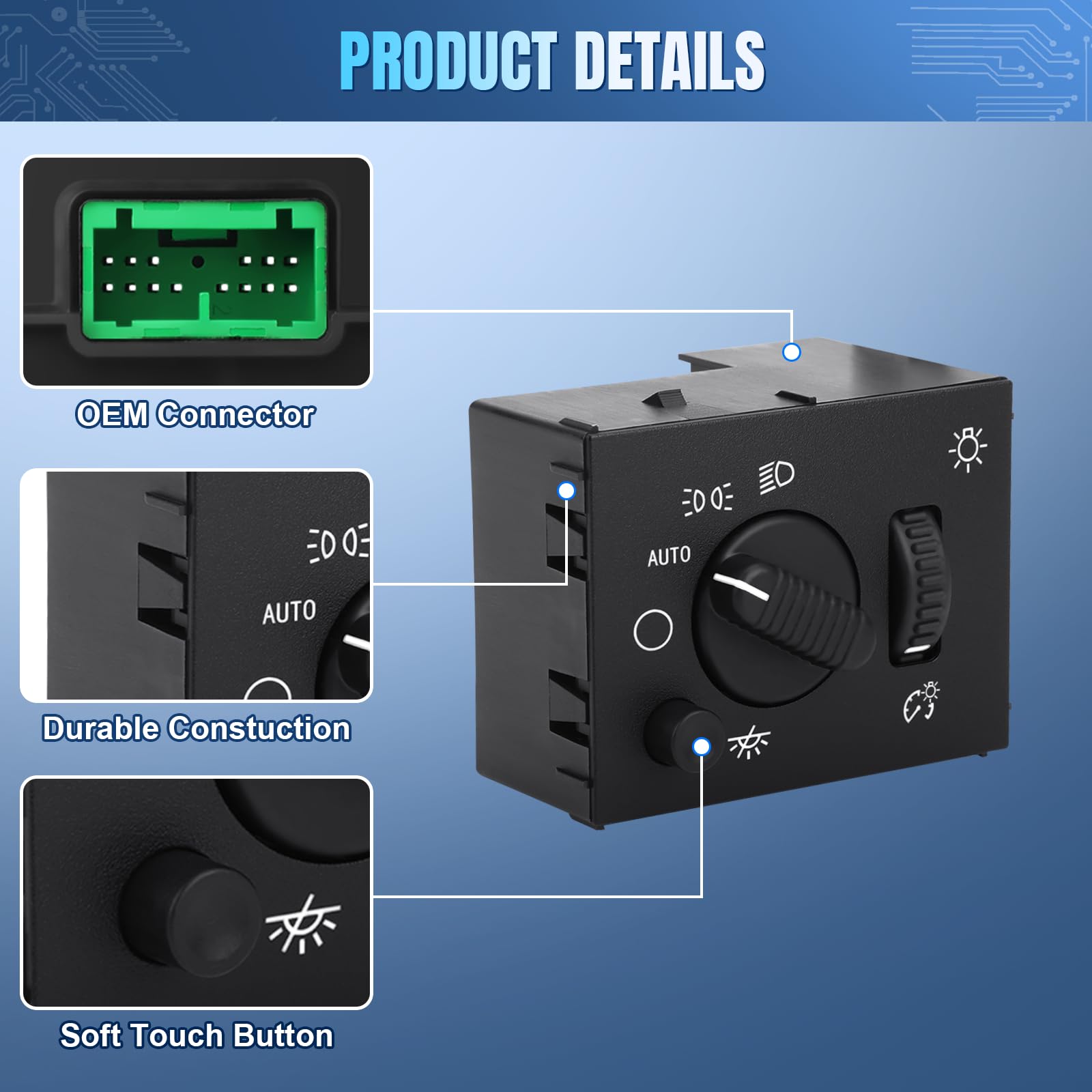 Lcwrgs 19381535 15143597 Headlight Switch & Fog Light Switch Replacement For 2003-2007 Chevy Silverado Suburban Tahoe Avalanche,