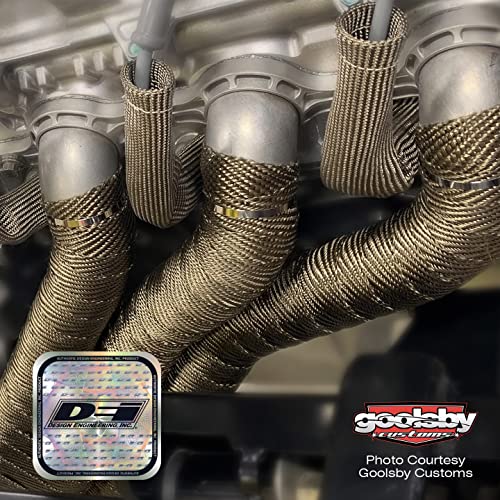 Design Engineering Titanium Exhaust Heat Wrap With Lava Rock Technology - 2 X 50' - Heat Wrap For Exhaust Pipes, Pliable Exhaust Wrap Tape, Withstands 1800°F Direct Heat & 2500°F Intermittent Heat