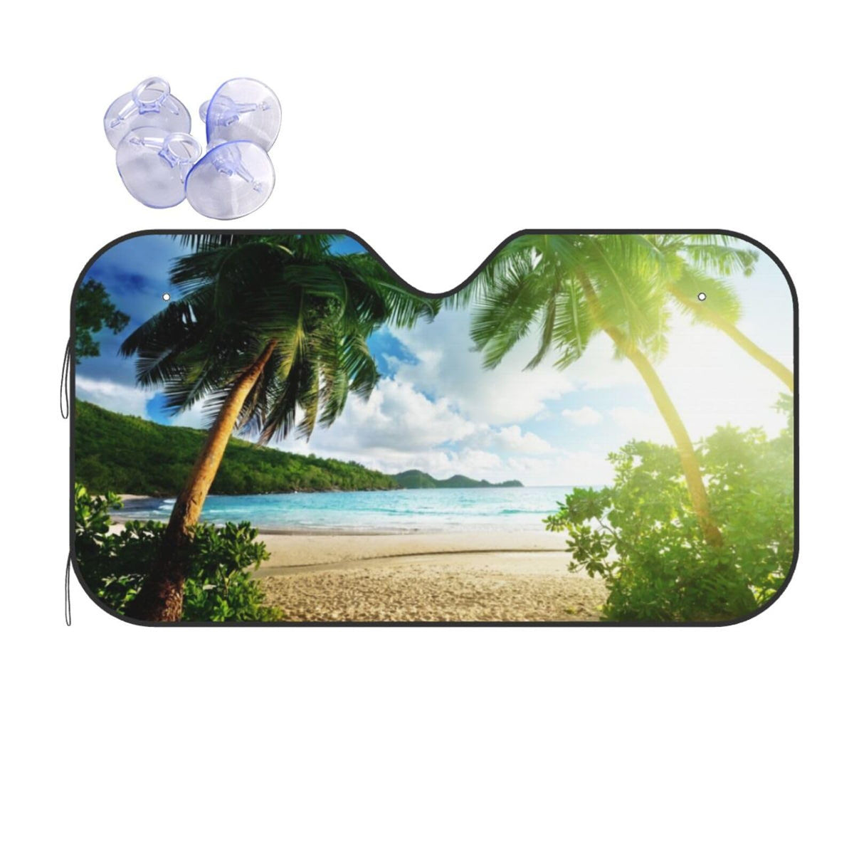 Beach Palm Tree Hawaii Tropical Summer Windshield Sun Shade Front Protector Folding Car Sun Visor Blocks Uv Rays Keeps Your Vehi