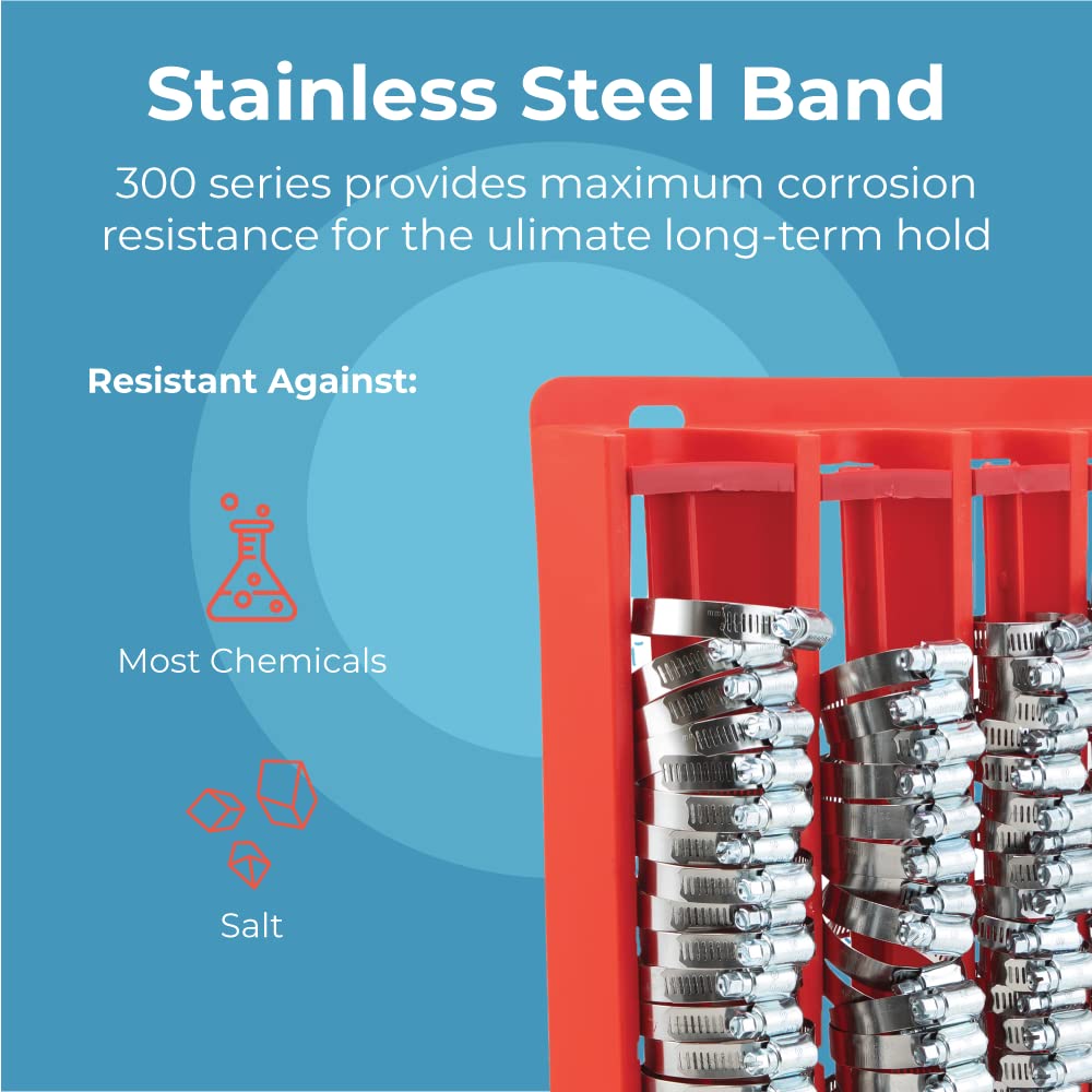 Koehler Enterprises Kedis220 220 Piece Hose Clamp Set In Mountable Rack , Red