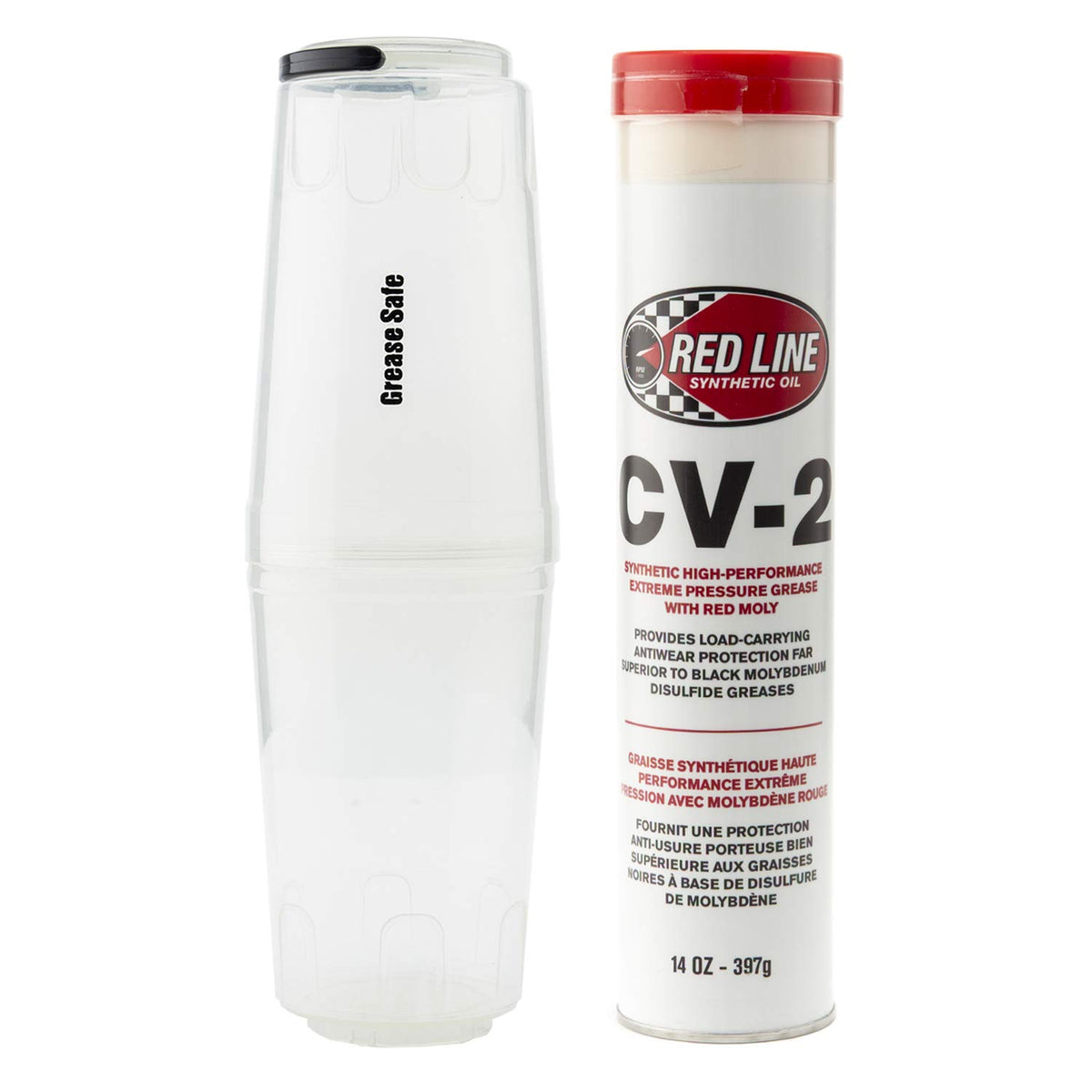 Red Line 80402 High Performance Cv-2 Synthetic Grease Cartridge With Red Moly, 14Oz Bundle With Protection And Storage Tube