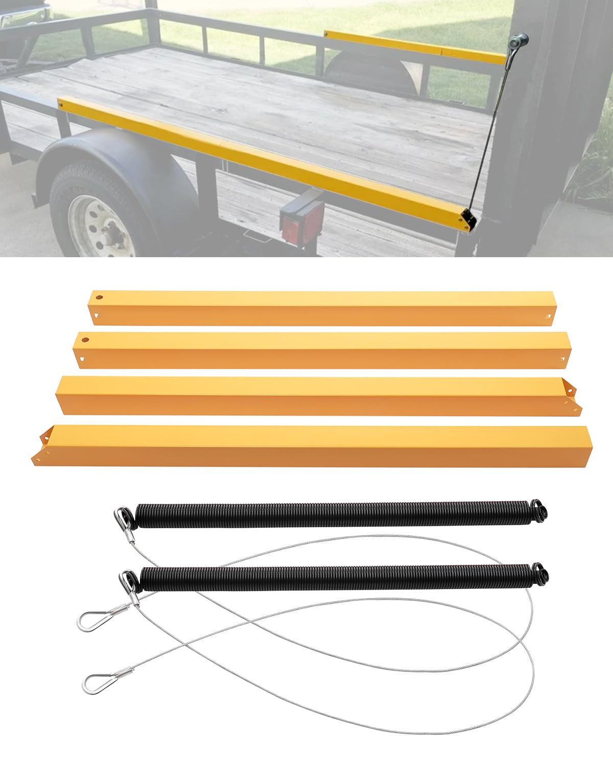 Trailer Gate Lift Assist, 2-Sided Trailer Tailgate Lift Assist Kit, Compatible With Utility Trailer Ramp And Tailgate, With 12 To 24 Inch Height Side Rail, 4 To 6 Feet Height Tail Gate Or Ramp