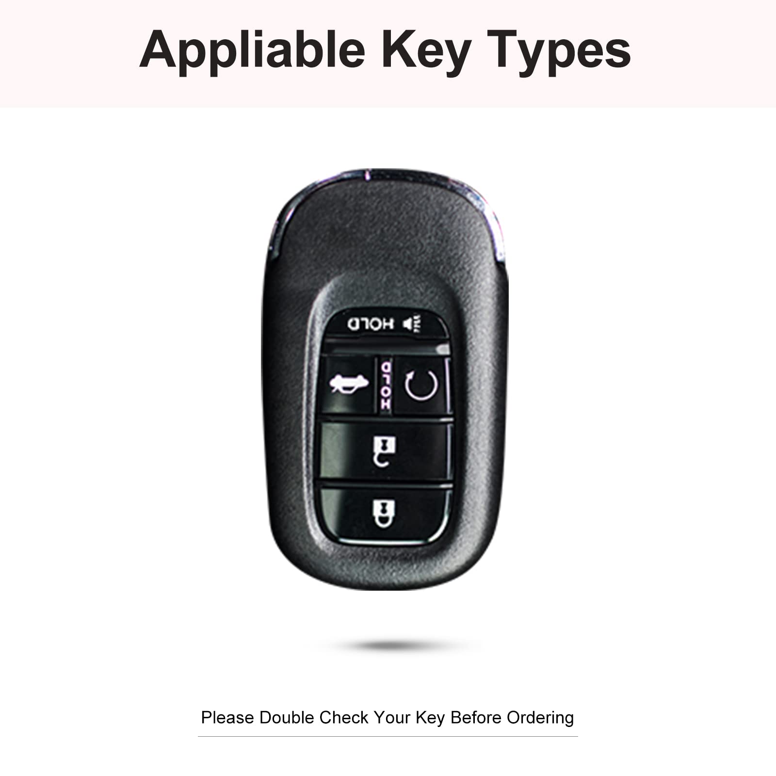 Ruabiban For Honda Key Fob Cover With Keychain, Pink Genuine Leather Crystal Key Case Protection Shell Compatible With 2022 Hond