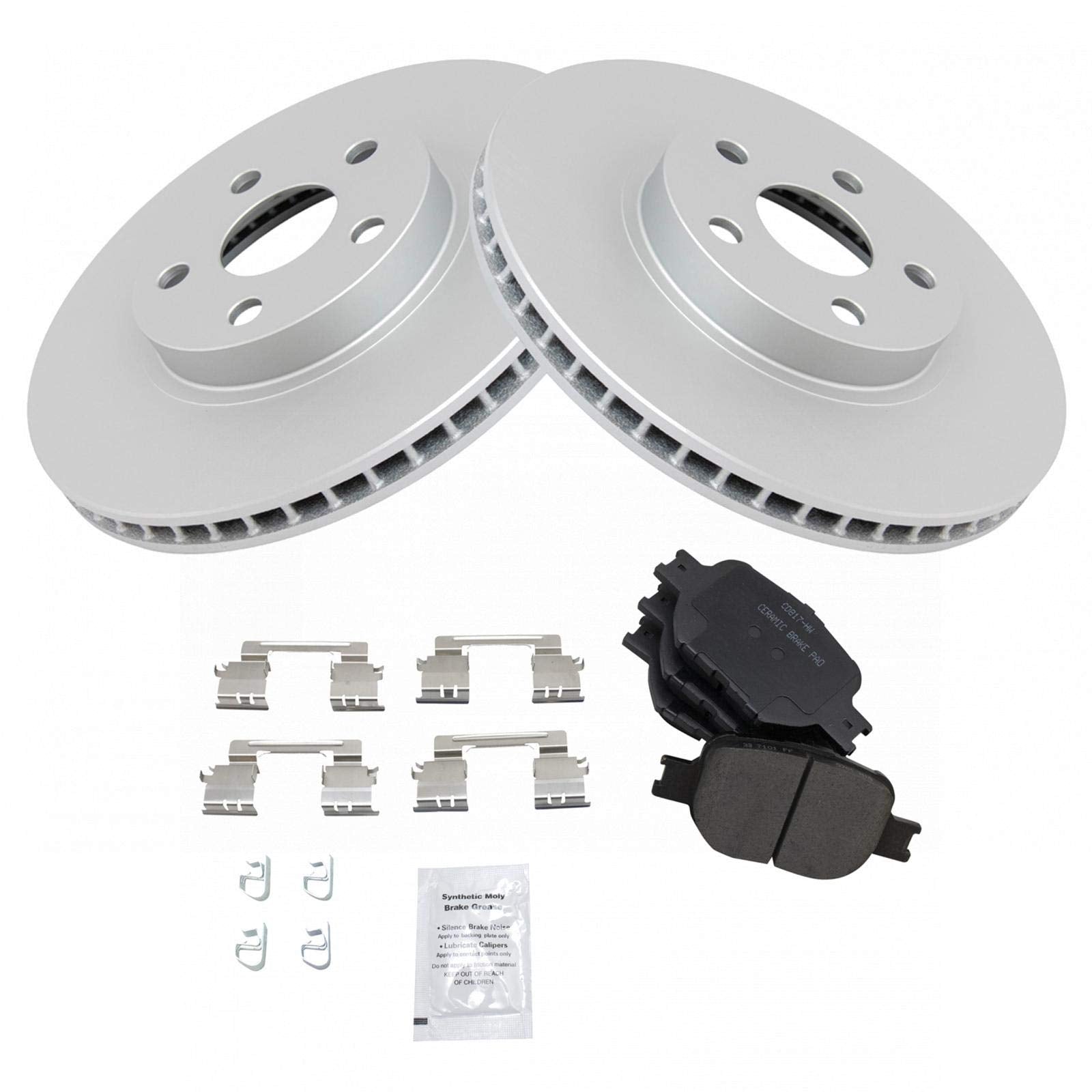 Trq Front Brake Pad & Rotor Kit Brake Pads Brake Rotor Ceramic Premium G-Coated Compatible With 2005-2010 Scion Tc 2000-2005 Toy