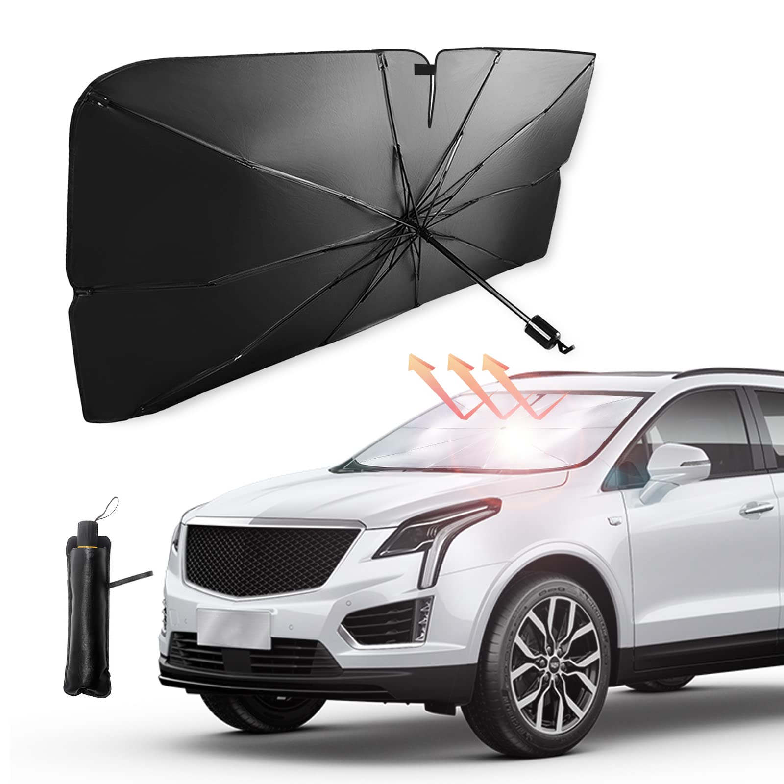 Car Windshield Sun Shade Umbrella, Reflects UV Rays and Protects Dashboard from Sun, Foldable Shade Front Windshield Car Accesso