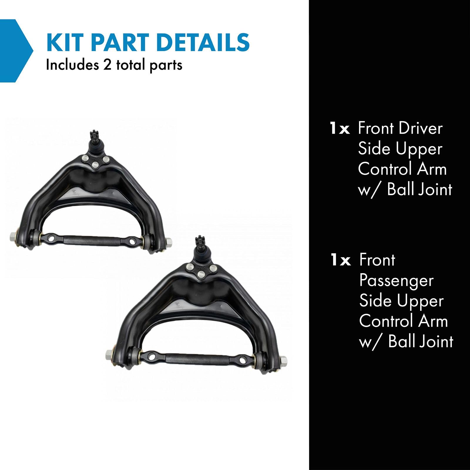 Trq Front Upper Control Arm With Ball Joint Set Compatible With 2000-2001 Dodge Ram 1500 2000-2002 Ram 2500 Ram 3500