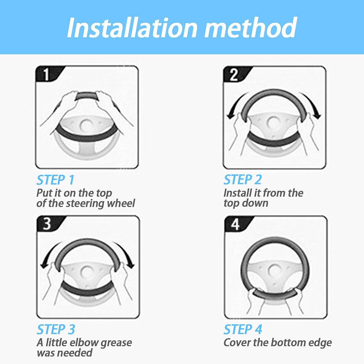 Elastic Stretch Steering Wheel Cover, Universal 15 Inch Automotive Steering Wheel Cover, Microfiber Breathable Ice Silk, Anti-Sl