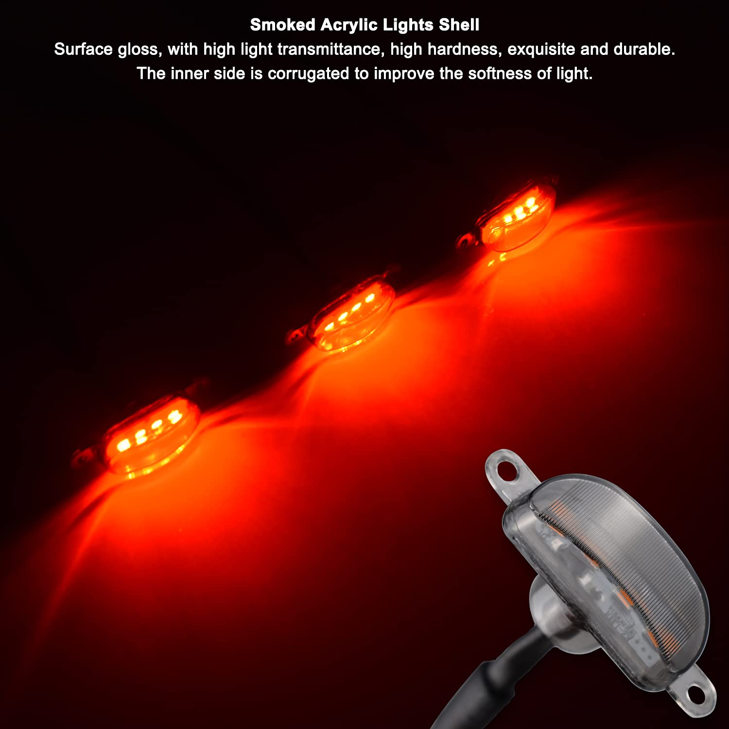 Boigoo Front Grille Marker Light 3Pcs 4Led Red Lights Smoked Lens Compatible With 2004-2019 Ford F-150 Raptor And 2013-2018 Dodg