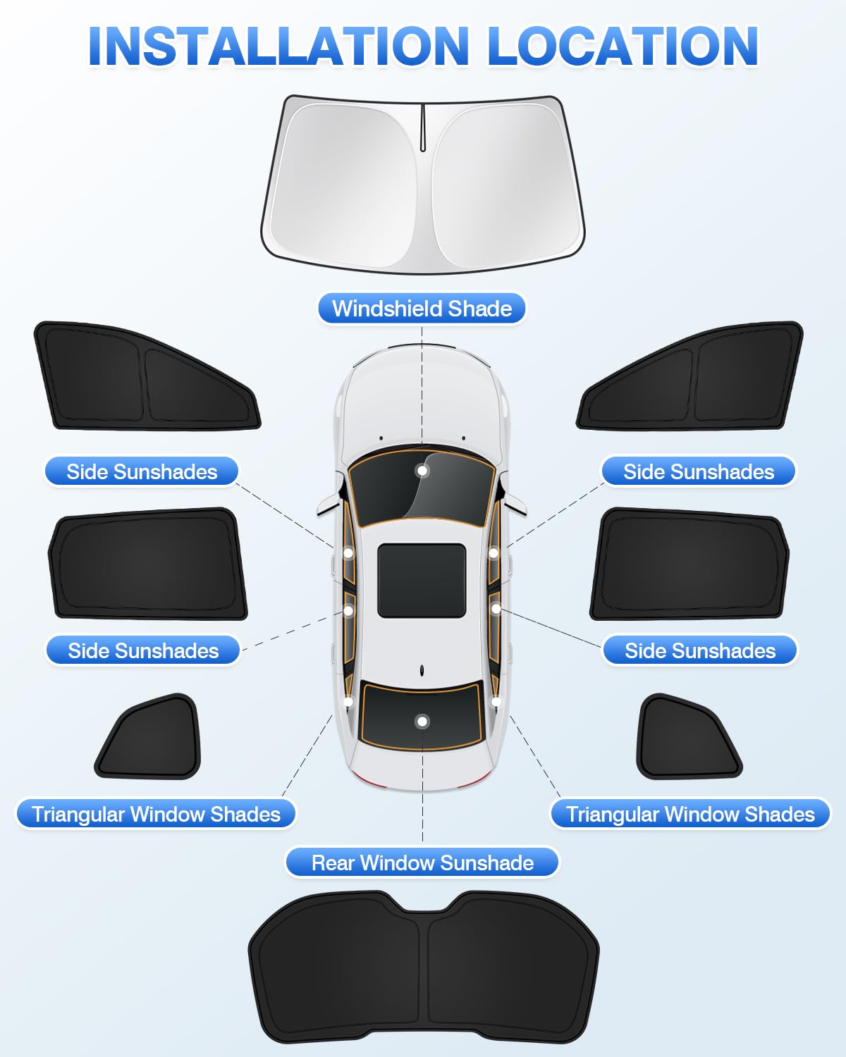 Canvcle Sunshades For 2014-2020 Nissan Rogue (Not For Rogue Sport) Accessories Windshield Sun Shade Side Rear Window Shade Cover