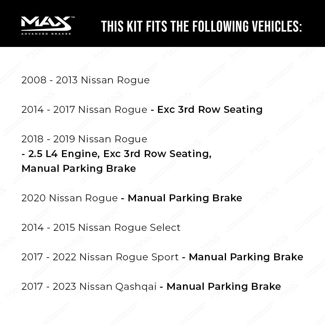 Max Advanced Brakes Front & Rear Brake Kit For 2008-2011 2012 2013 2014 2015-2020 Nissan Rogue Sport Select Qashqai Replacement Cross Drilled Disc Brake Rotors And Ceramic Brake Pads