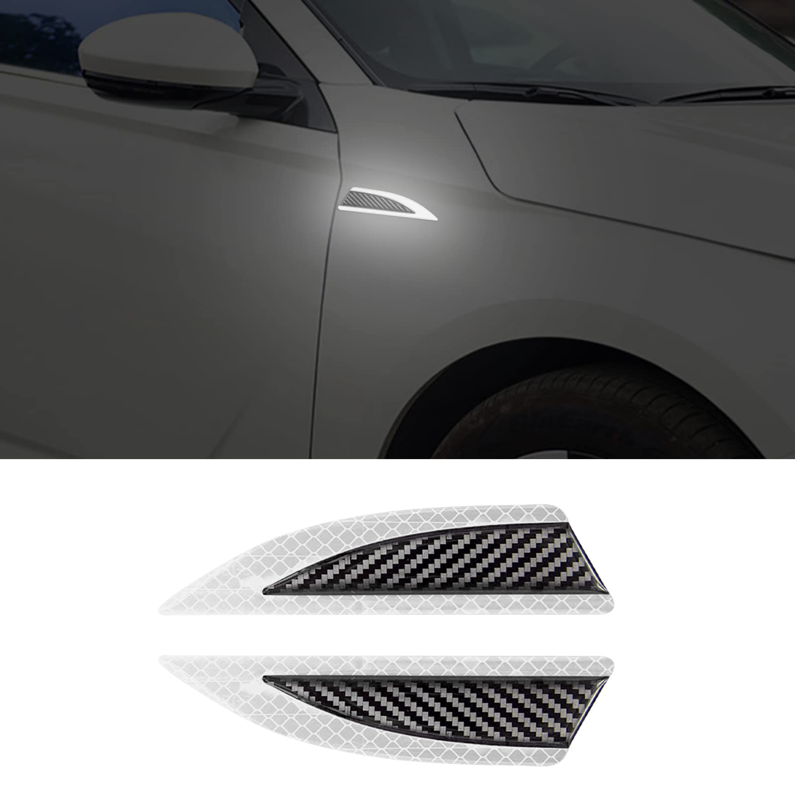 LANZMYAN Car Safety Reflective Trim Sticker Carbon Fiber Side Marker Safety Warning Anti-Collision Strip Protection Reflector Gu