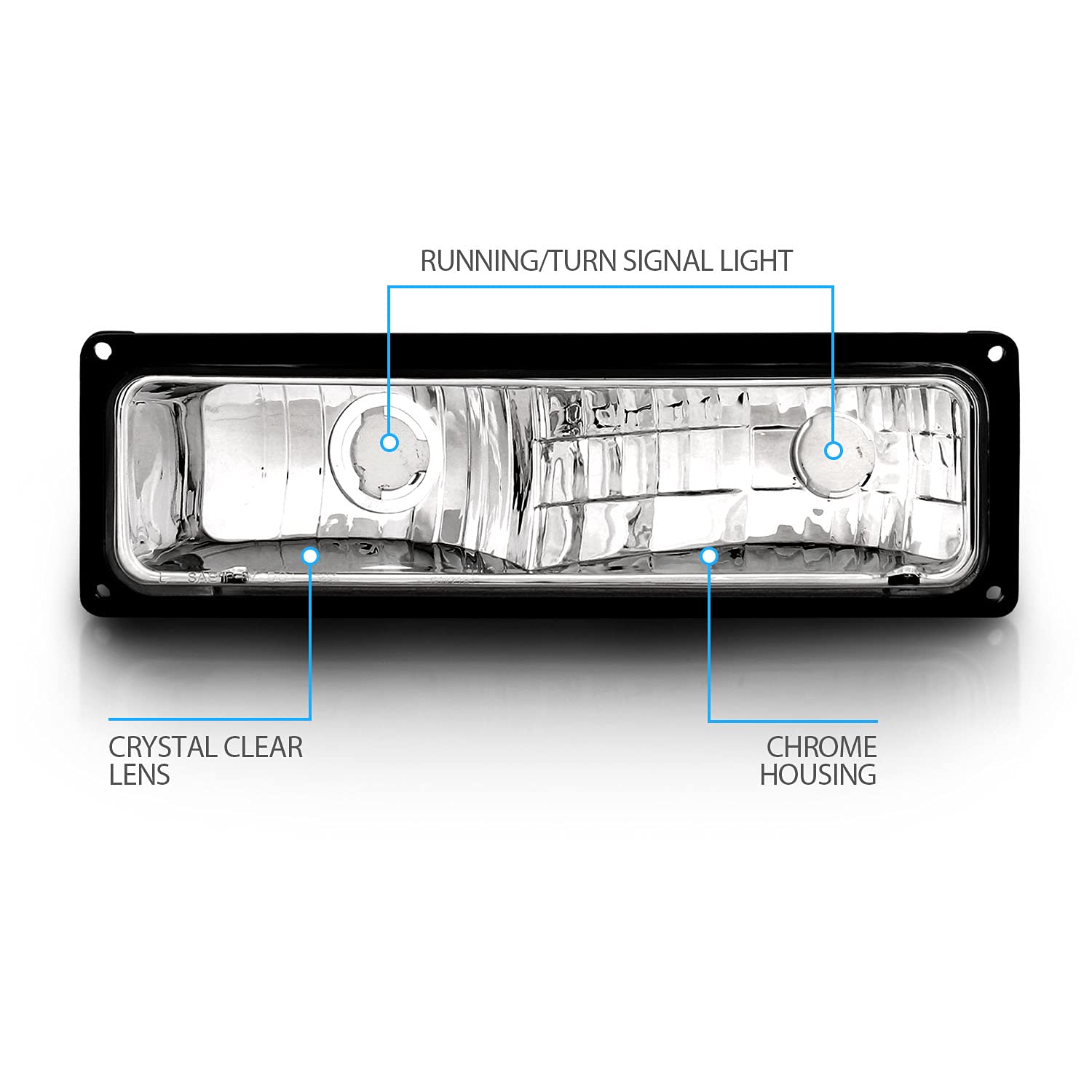 Amerilite Pack/Signal Lights Black Bezel Frame For 88-02 Chevy Gmc Pickup Blazer Tahoe Yukon - Passenger And Driver Side